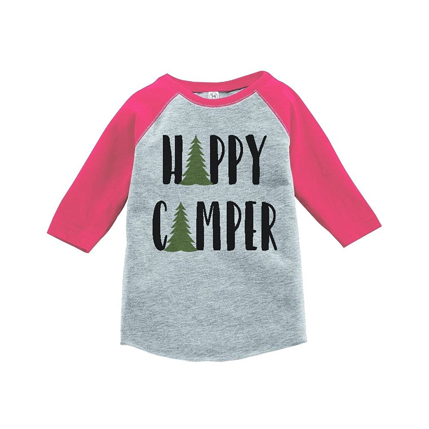 7 ate 9 Apparel Girl's Happy Camper Outdoors Raglan Tee