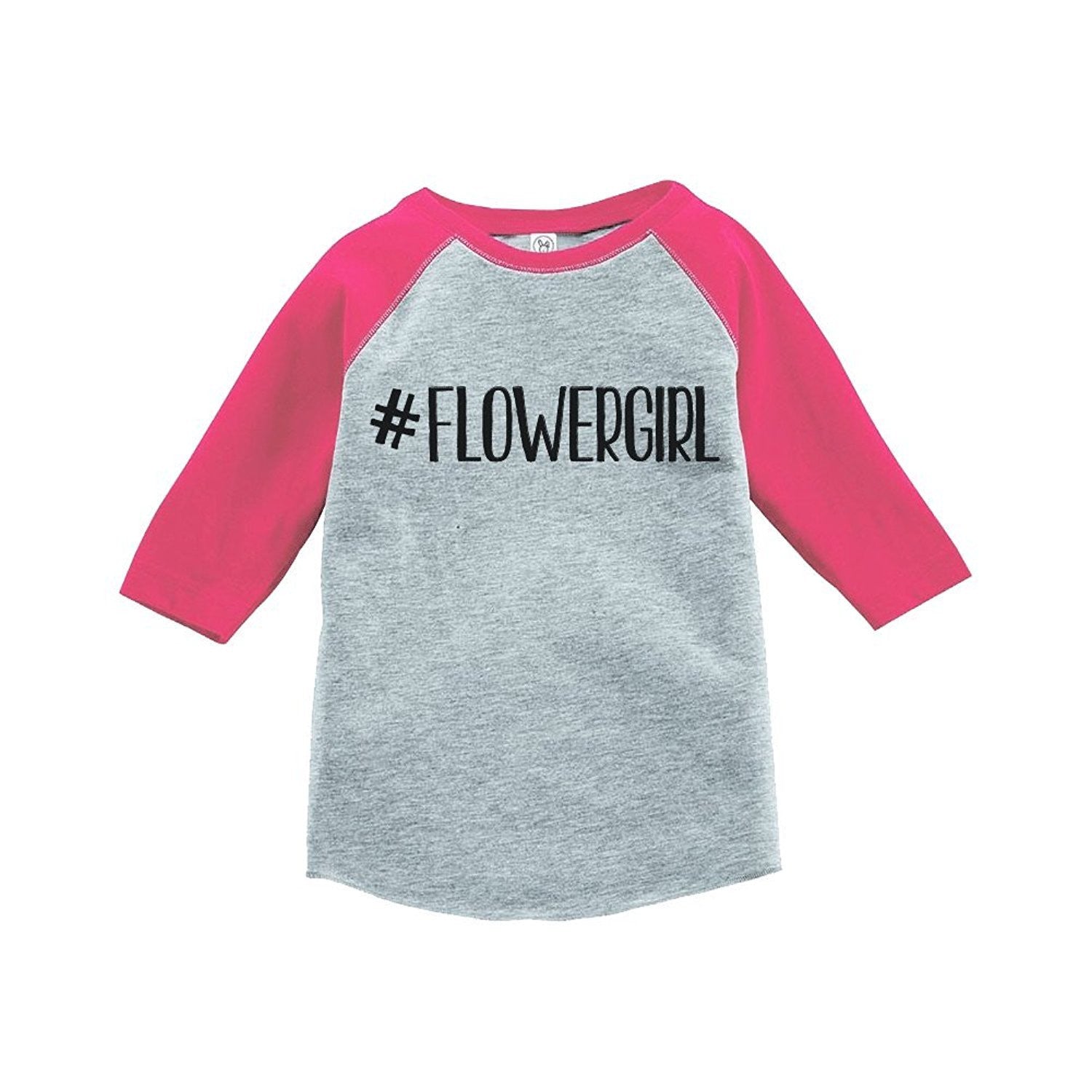 7 ate 9 Apparel Baby Girl's Hashtag Flower Girl Wedding Raglan Tee