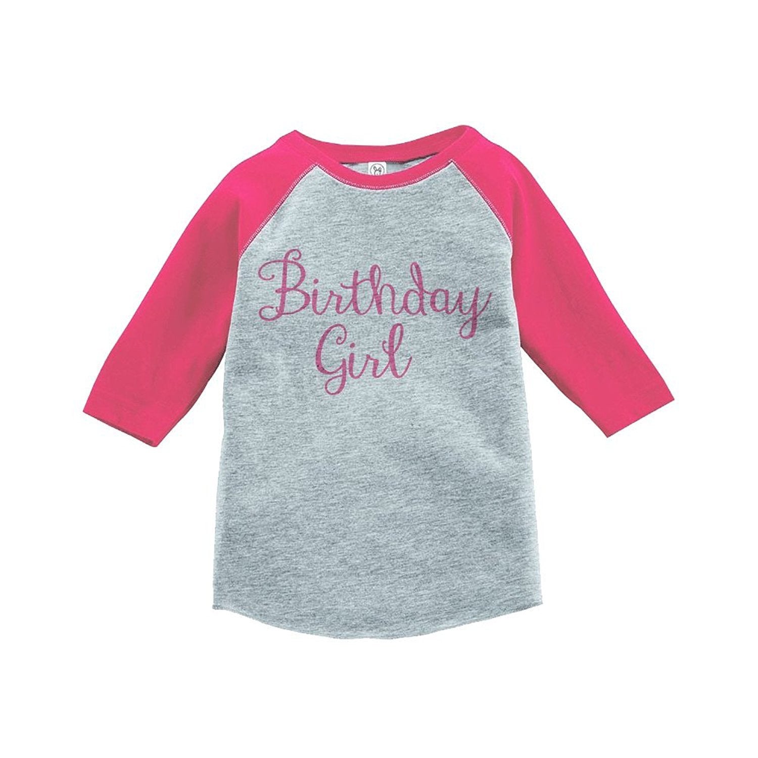 7 ate 9 Apparel Girls' Birthday Girl Vintage Baseball Tee 2T Grey and Pink