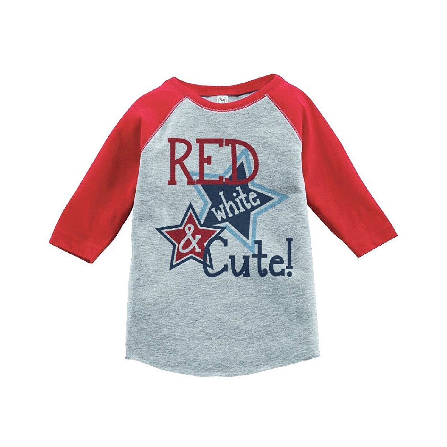 7 ate 9 Apparel Girl's Red White & Cute 4th of July Raglan Tee