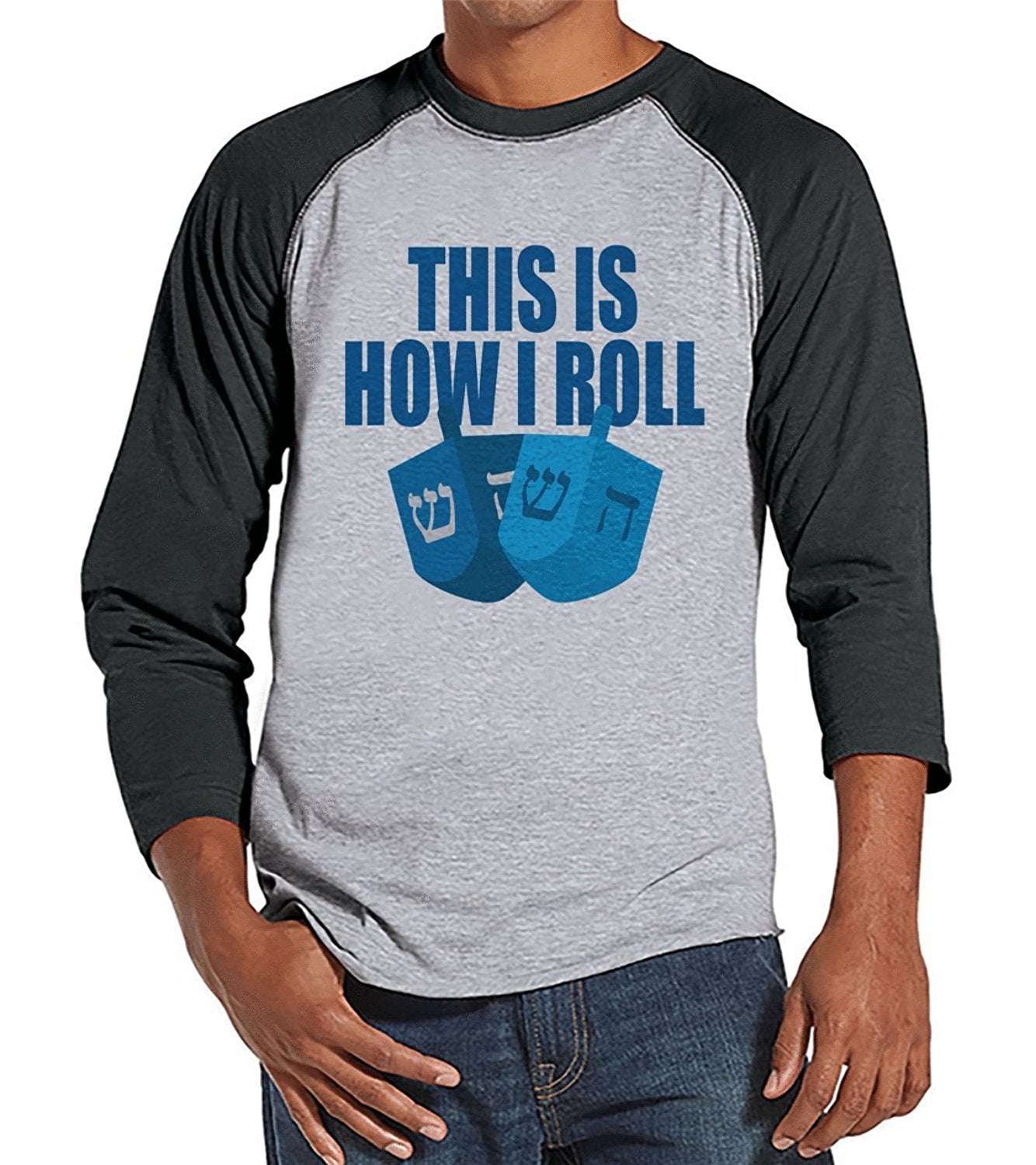 This Is How We Roll/Dreidel - Men's Grey Raglan Tee