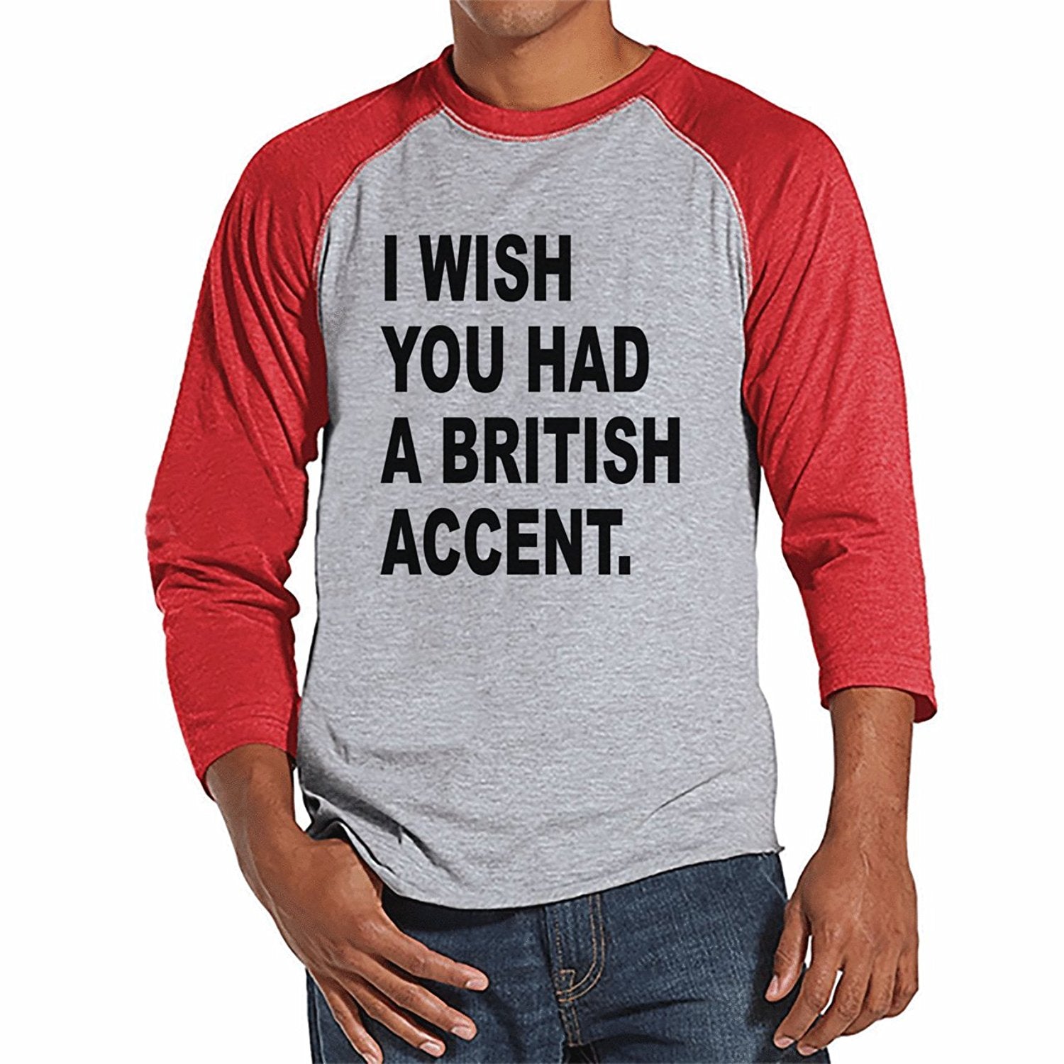 7 ate 9 Apparel Mens British Accent Raglan Tee