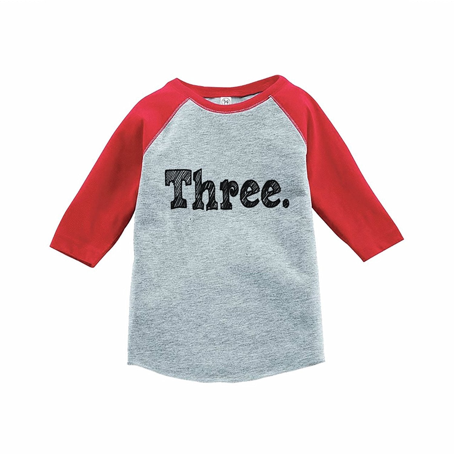 7 ate 9 Apparel Kids Three Birthday Red Raglan Tee