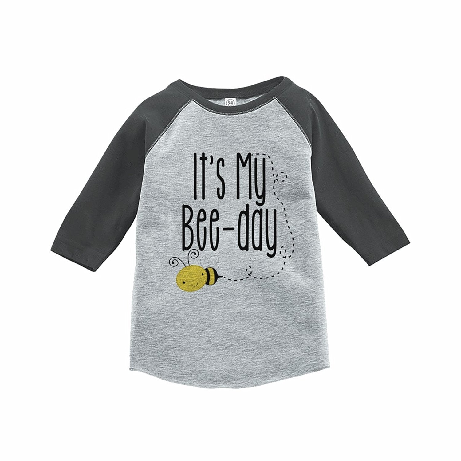 7 ate 9 Apparel Kids Bee Birthday Grey Raglan Tee