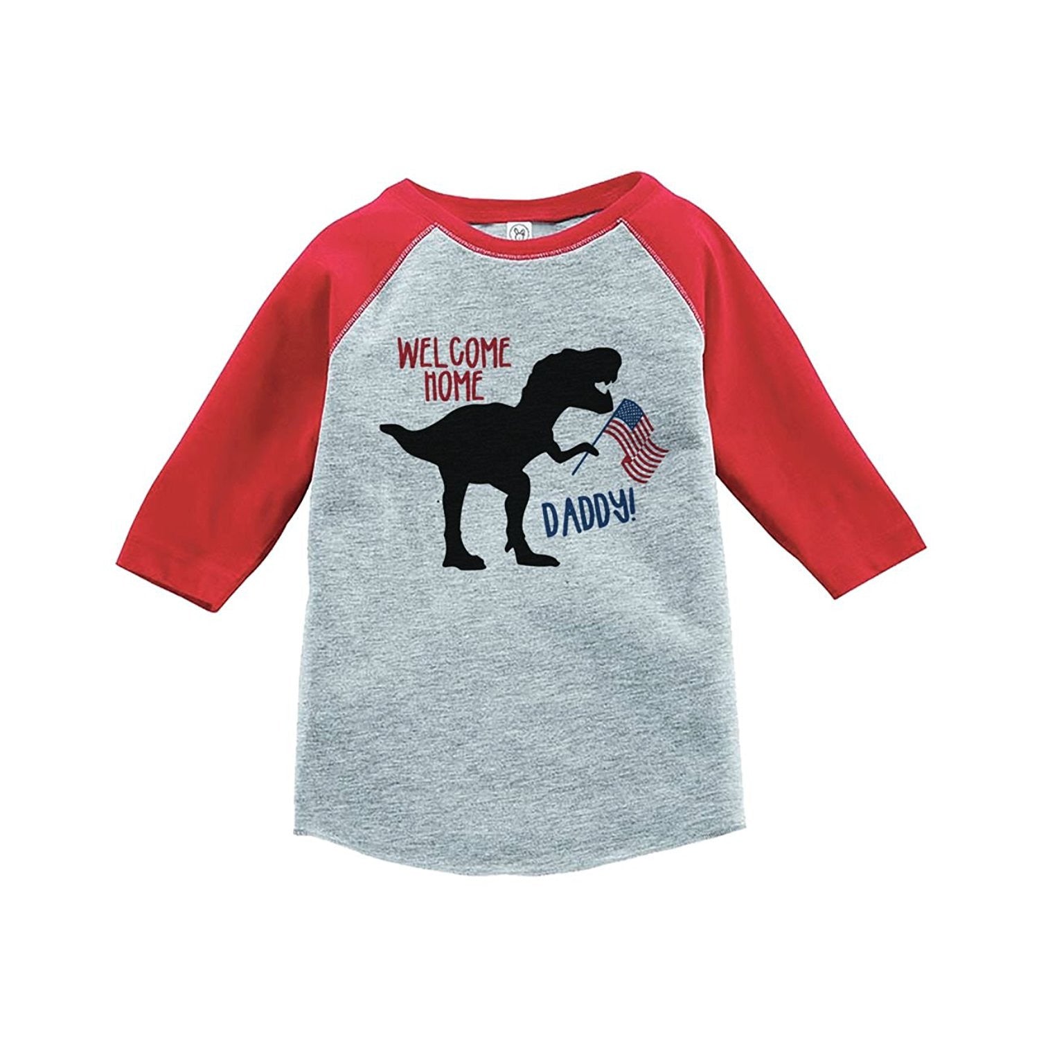 7 ate 9 Apparel Kids Dinosaur 4th of July Red Baseball Tee