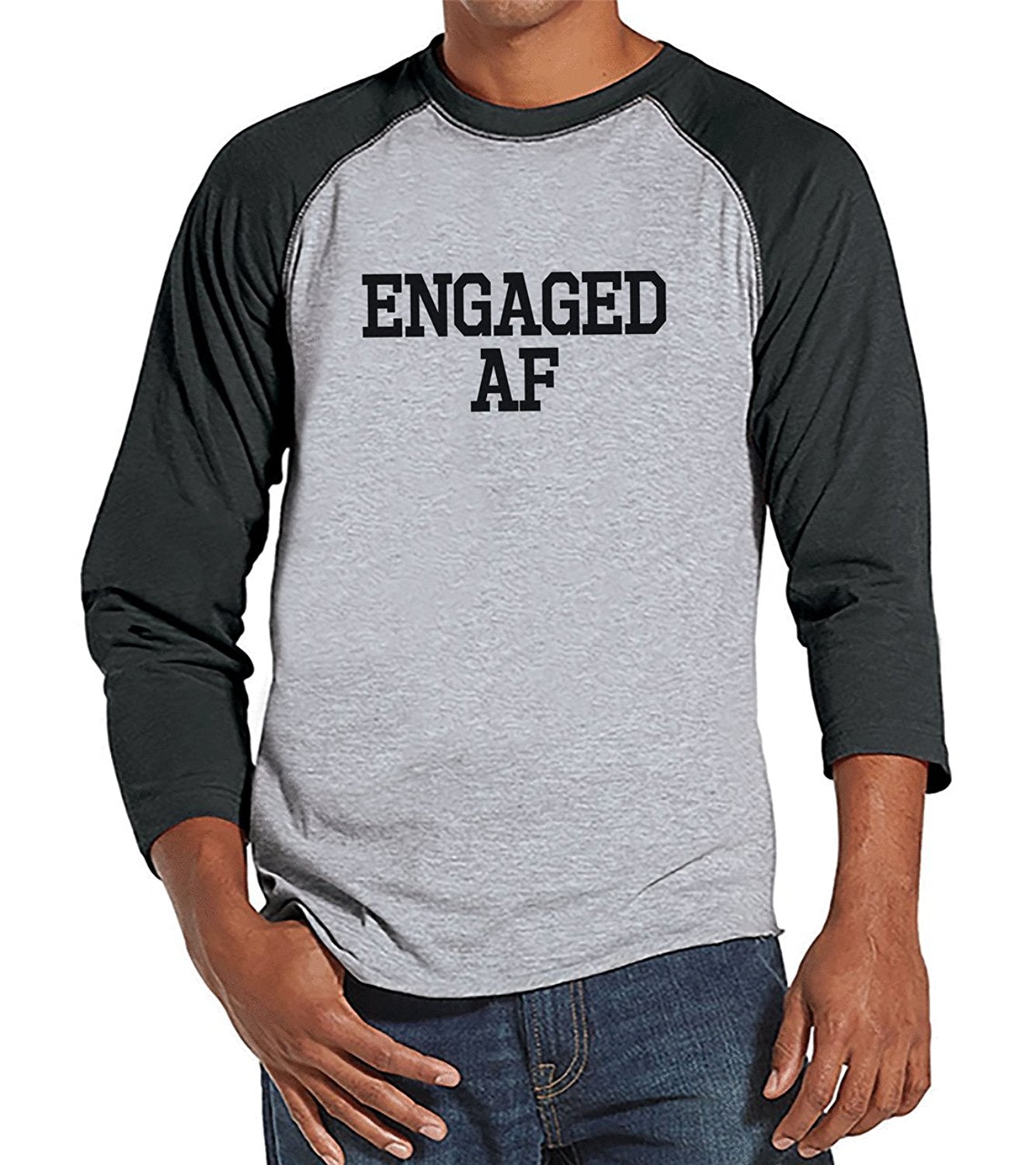 7 ate 9 Apparel Men's Engaged AF Groom Baseball Tee