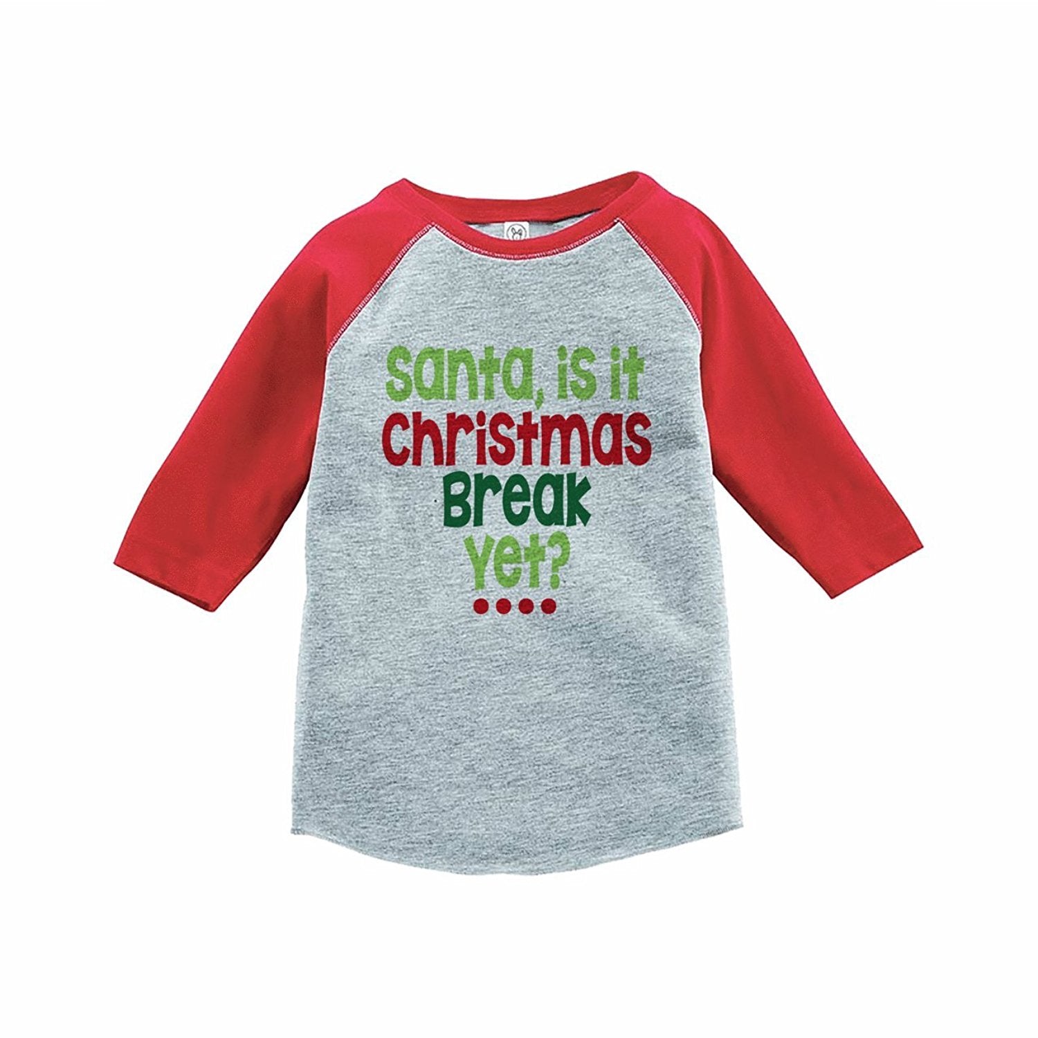 7 ate 9 Apparel Kids Funny Santa Christmas Red Raglan Tee