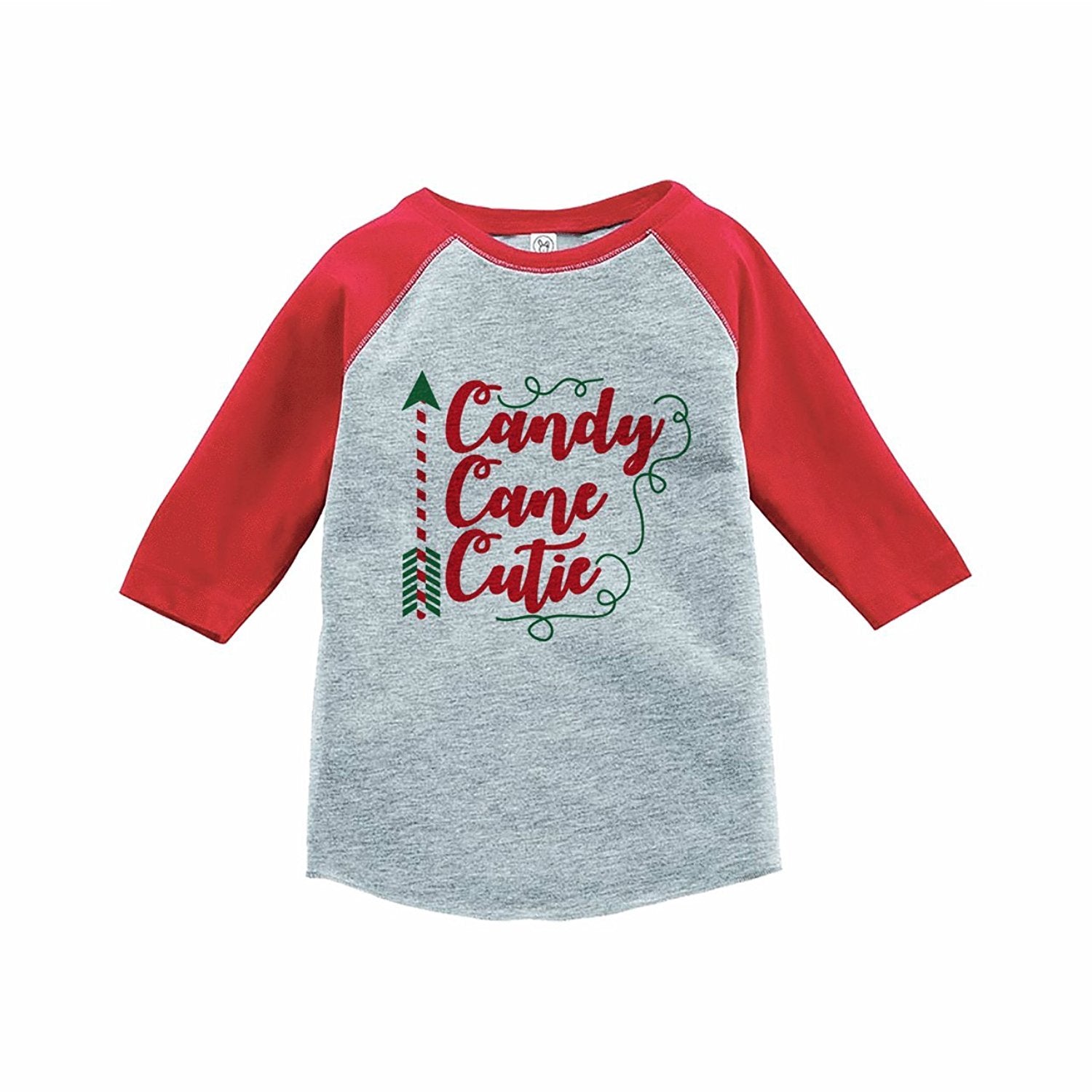 7 ate 9 Apparel Kids Candy Cane Cutie Red Raglan Tee