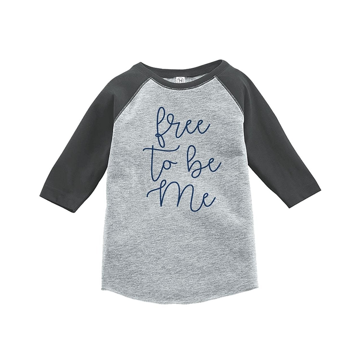 7 ate 9 Apparel Kids Free to be Me 4th of July Grey Baseball Tee
