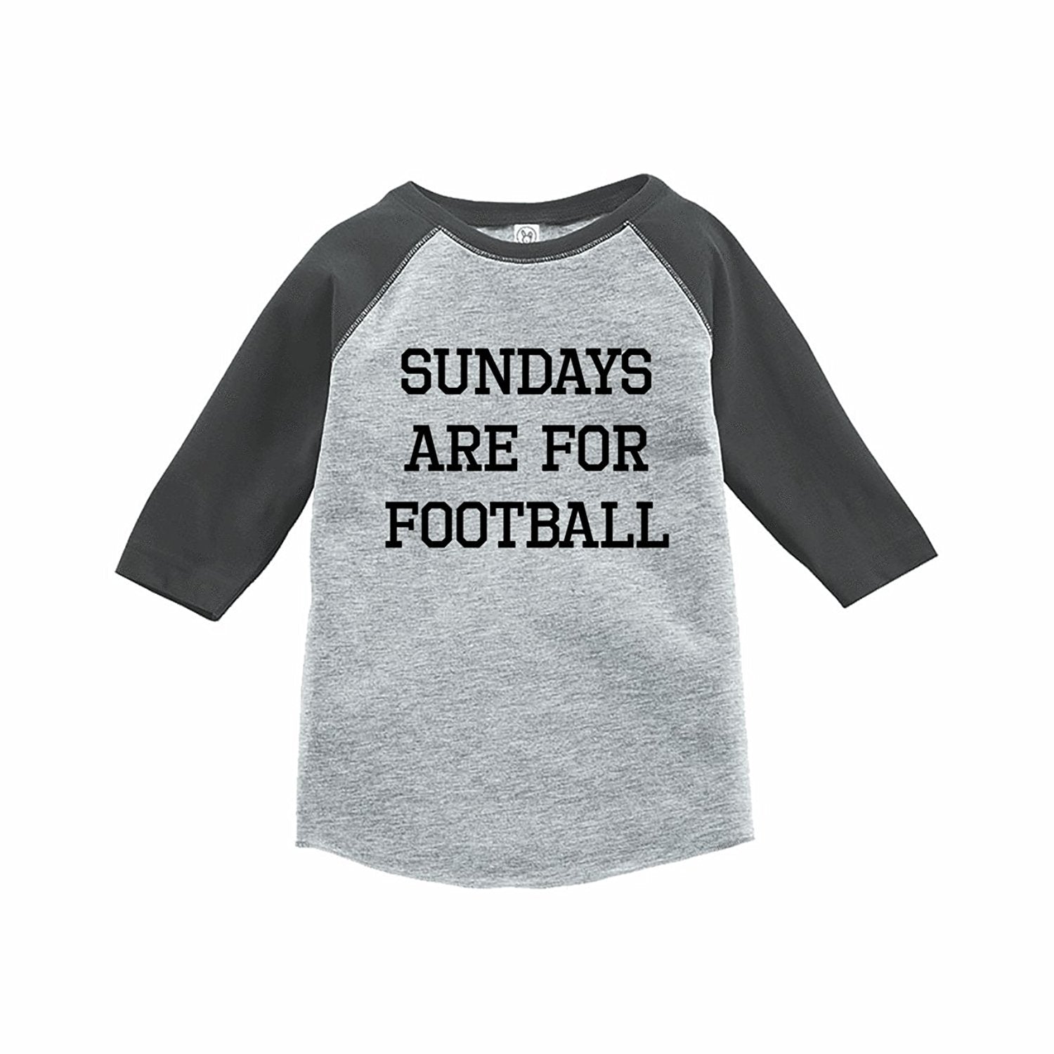 7 ate 9 Apparel Funny Kids Football Sunday Baseball Tee Grey