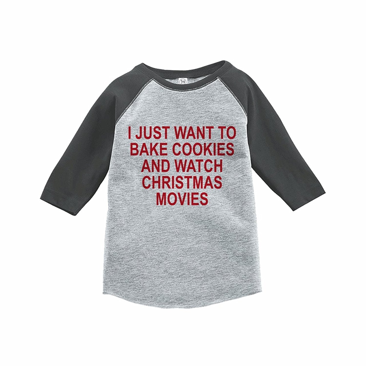 7 ate 9 Apparel Kids Bake Cookies Christmas Grey Raglan Tee