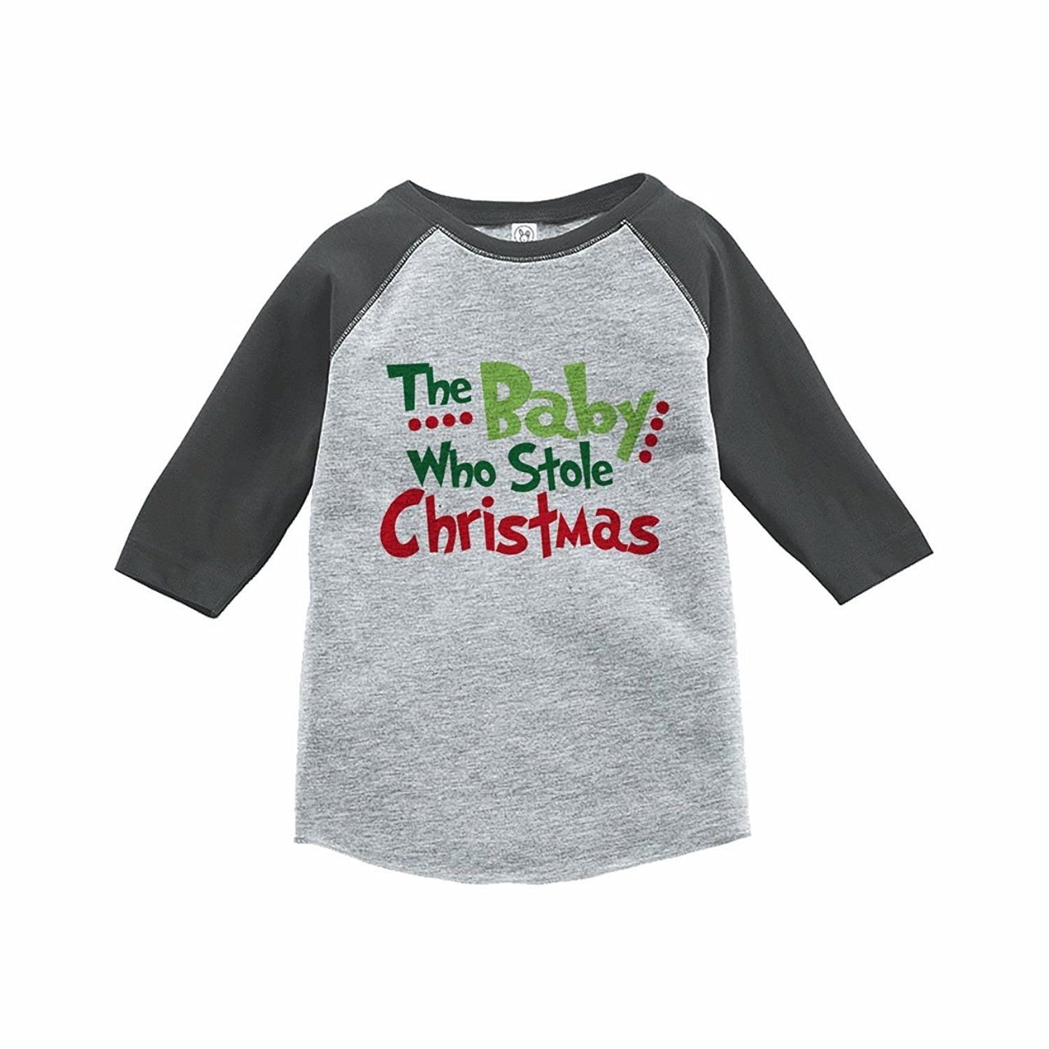 7 ate 9 Apparel Kids Baby Who Stole Christmas Grey Raglan Tee