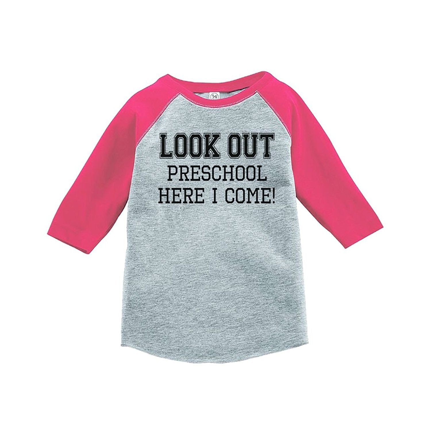 7 ate 9 Apparel Girls Look Out PreSchool Pink Baseball Tee