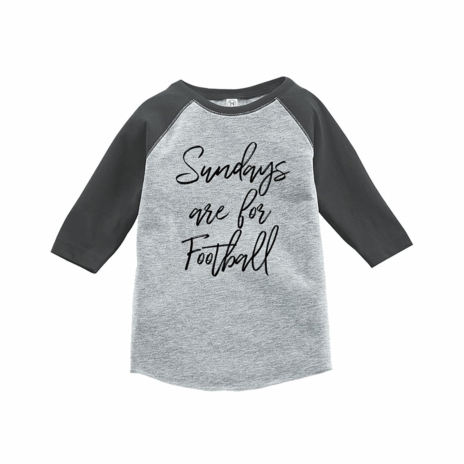 7 ate 9 Apparel Funny Kids Football Sunday Baseball Tee Grey