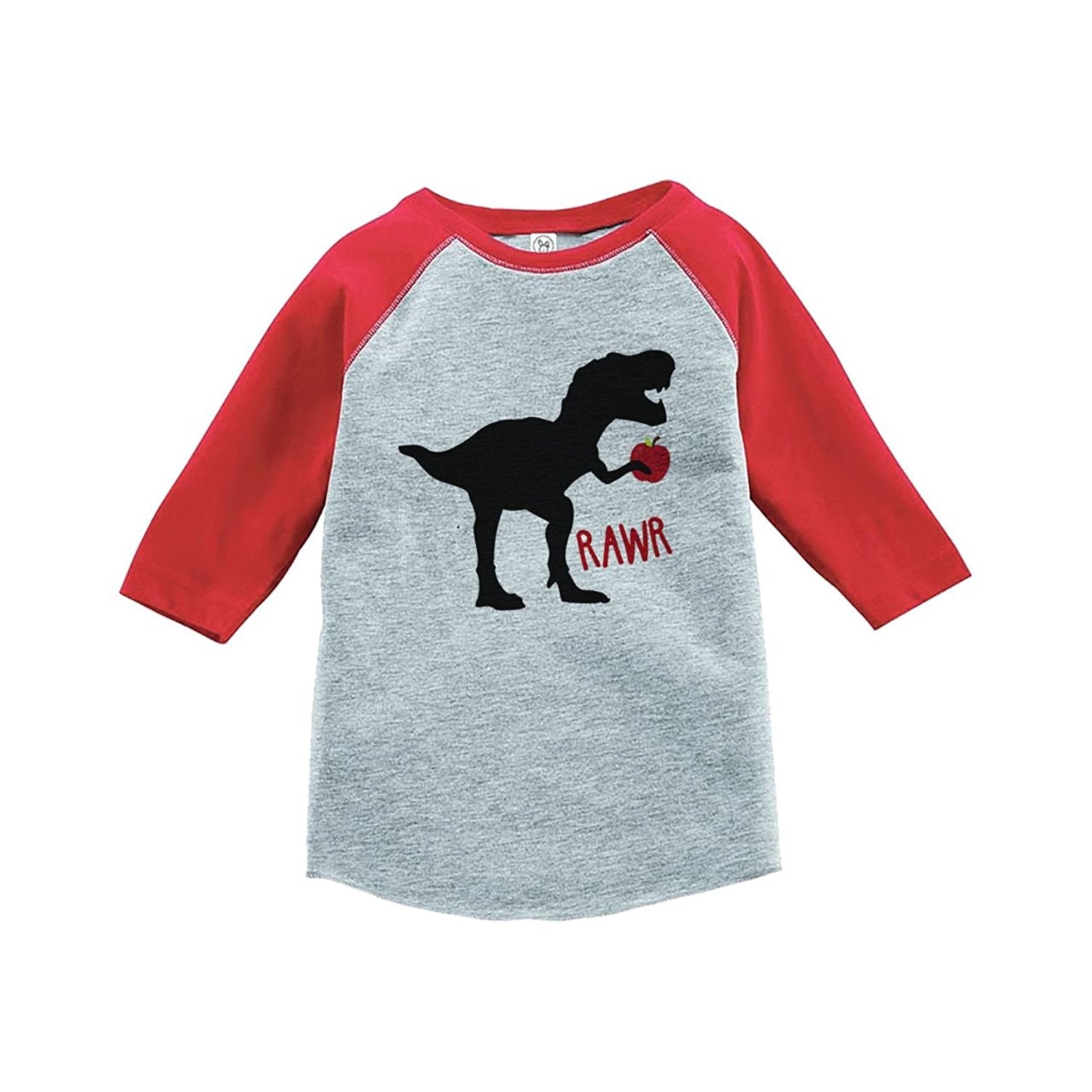 7 ate 9 Apparel Kids Dinosaur School Red Baseball Tee