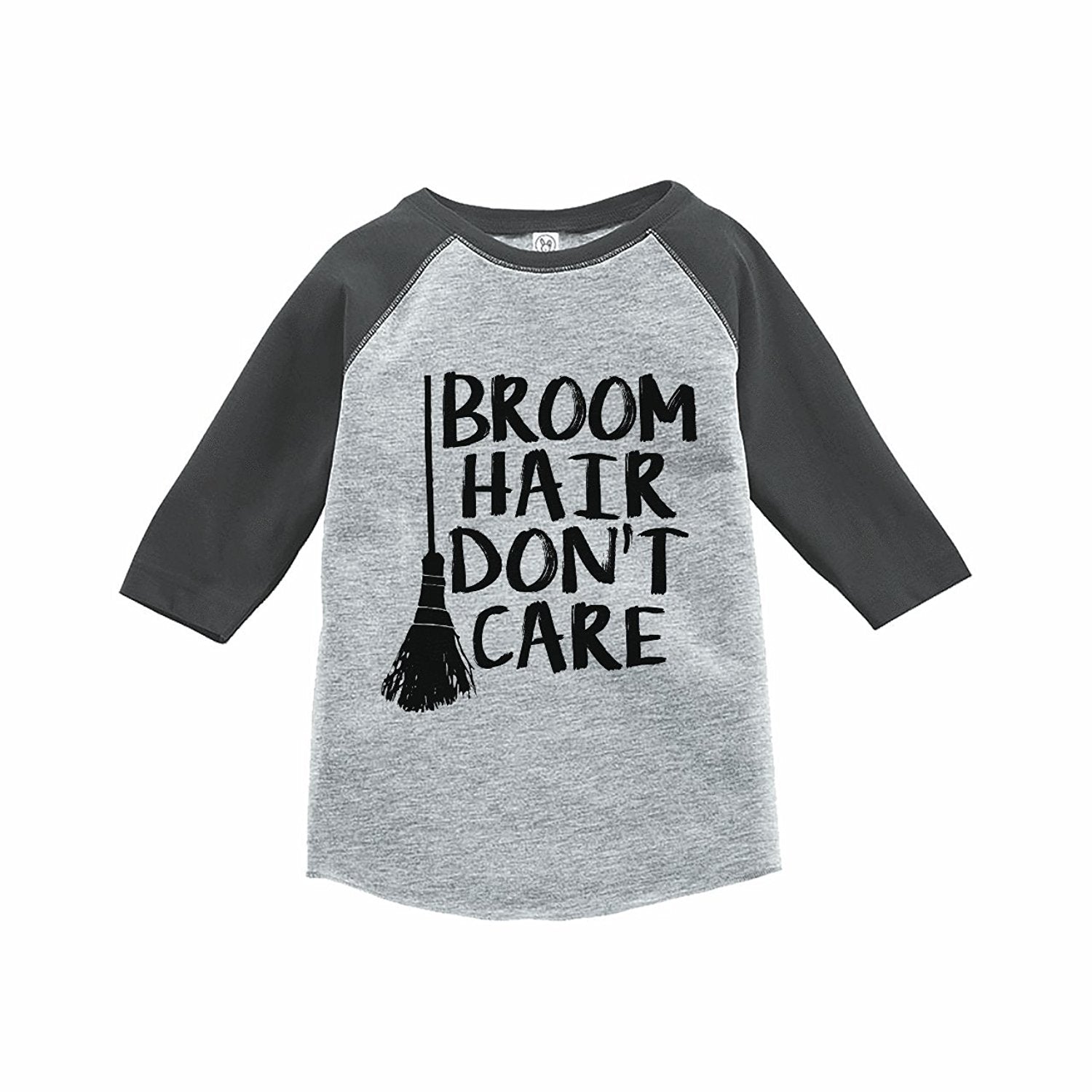 7 ate 9 Apparel Kids Broom Hair Halloween Raglan Tee Grey