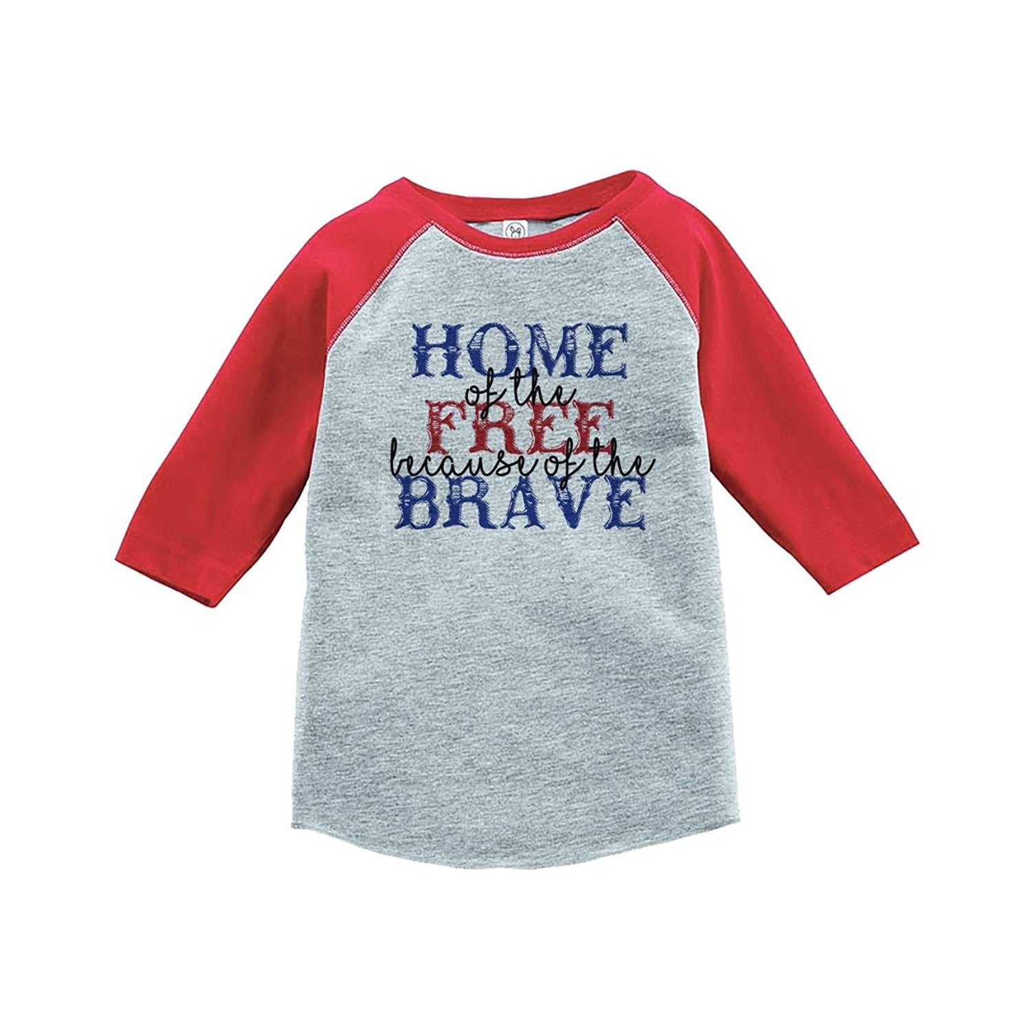 7 ate 9 Apparel Kids Home of the Free 4th of July Red Baseball T