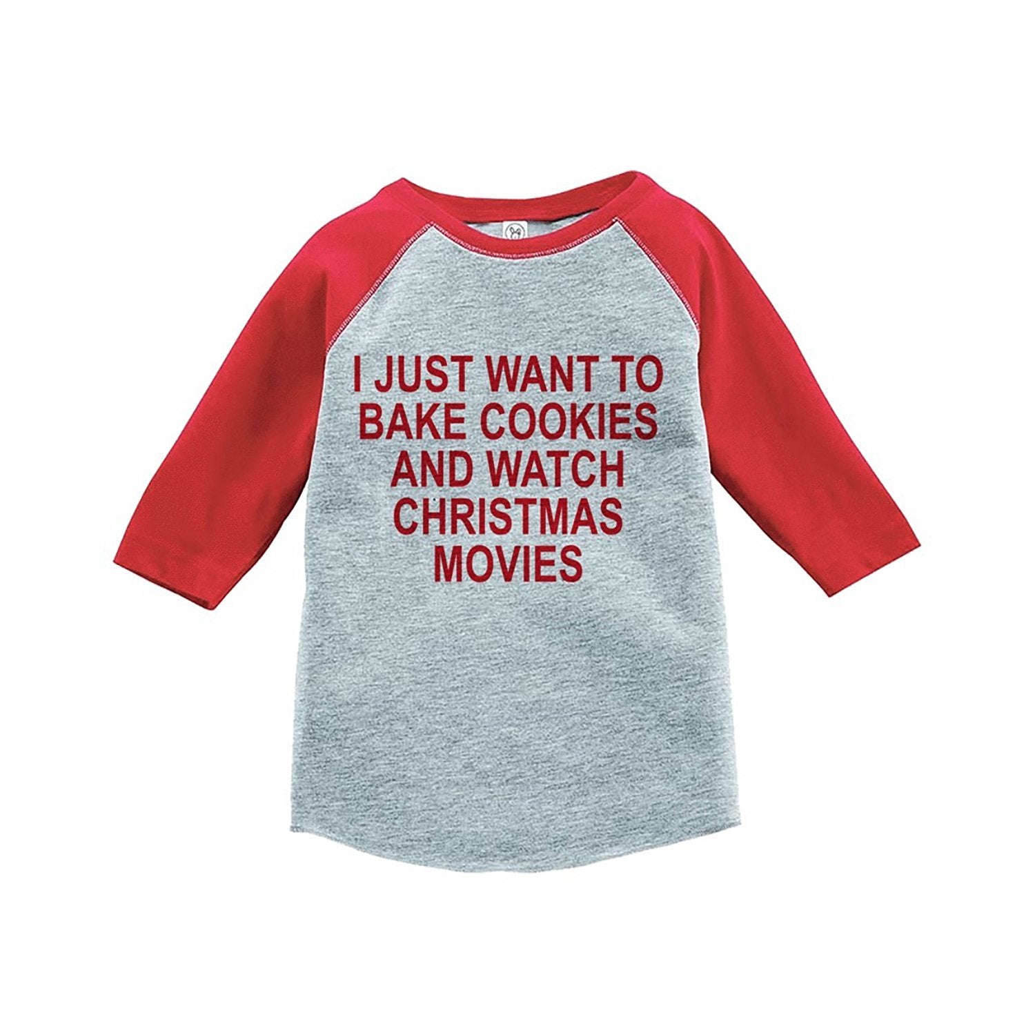 7 ate 9 Apparel Kids Bake Cookies Christmas Red Raglan Tee