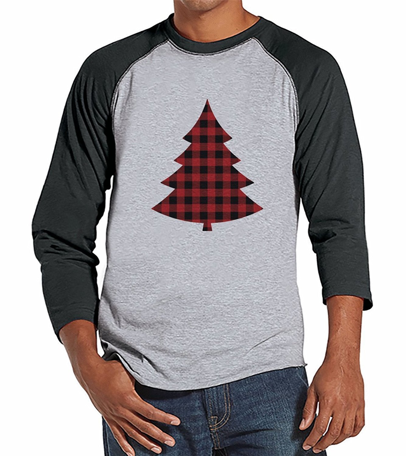 Plaid Tree - Men's Raglan Tee