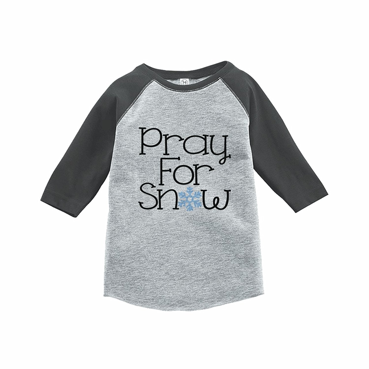 7 ate 9 Apparel Kids Pray for Snow Winter Grey Raglan Tee