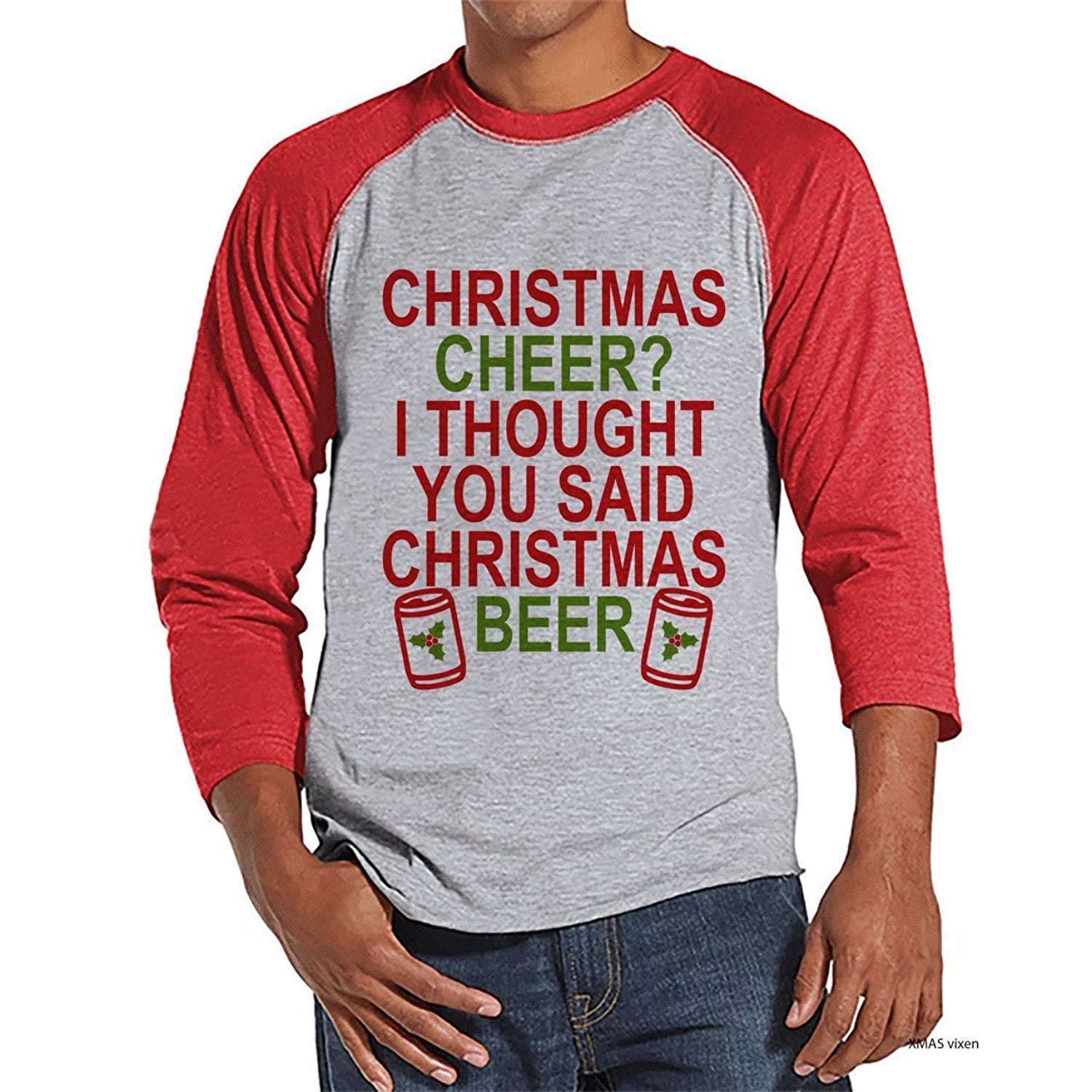 Christmas Beer - Men's Red Raglan Tee