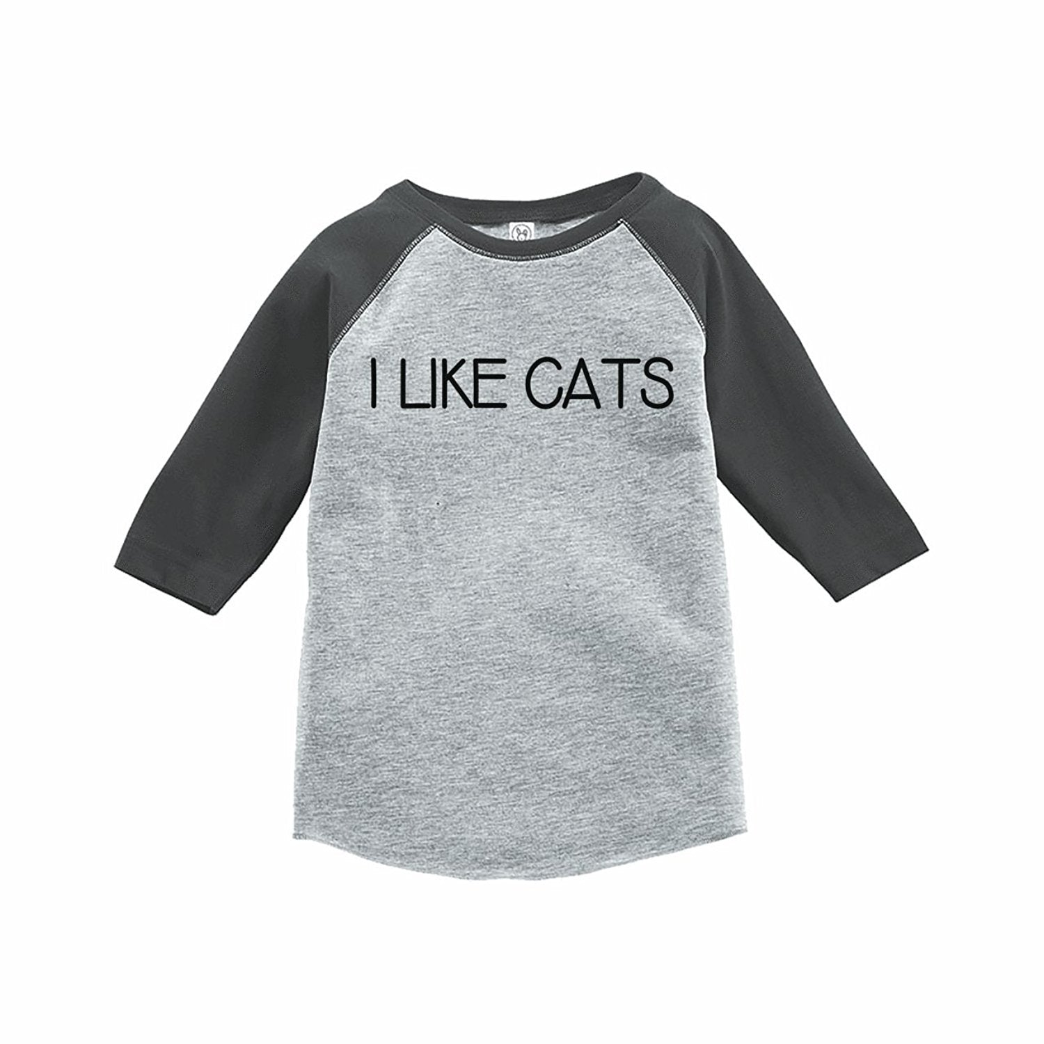 7 ate 9 Apparel Funny Kids I Like Cats Baseball Tee Grey