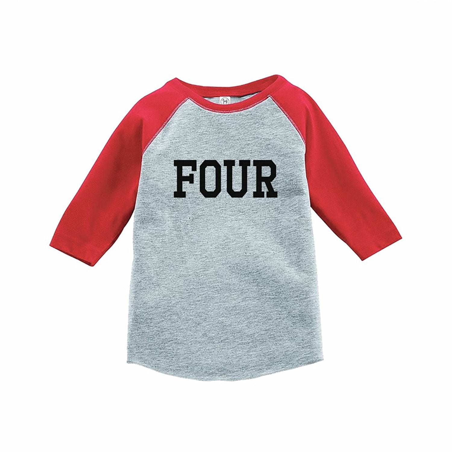 7 ate 9 Apparel Kids Four Birthday Red Raglan Tee