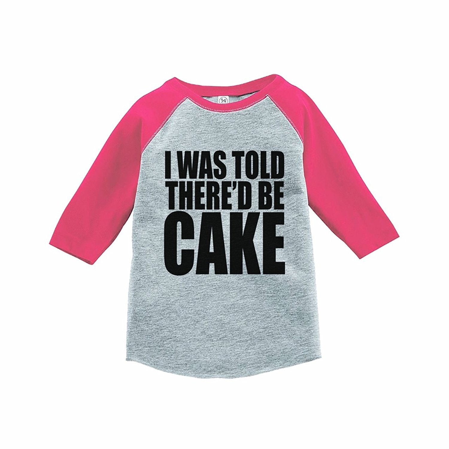 7 ate 9 Apparel Girl's Funny Cake Birthday Pink Raglan Tee