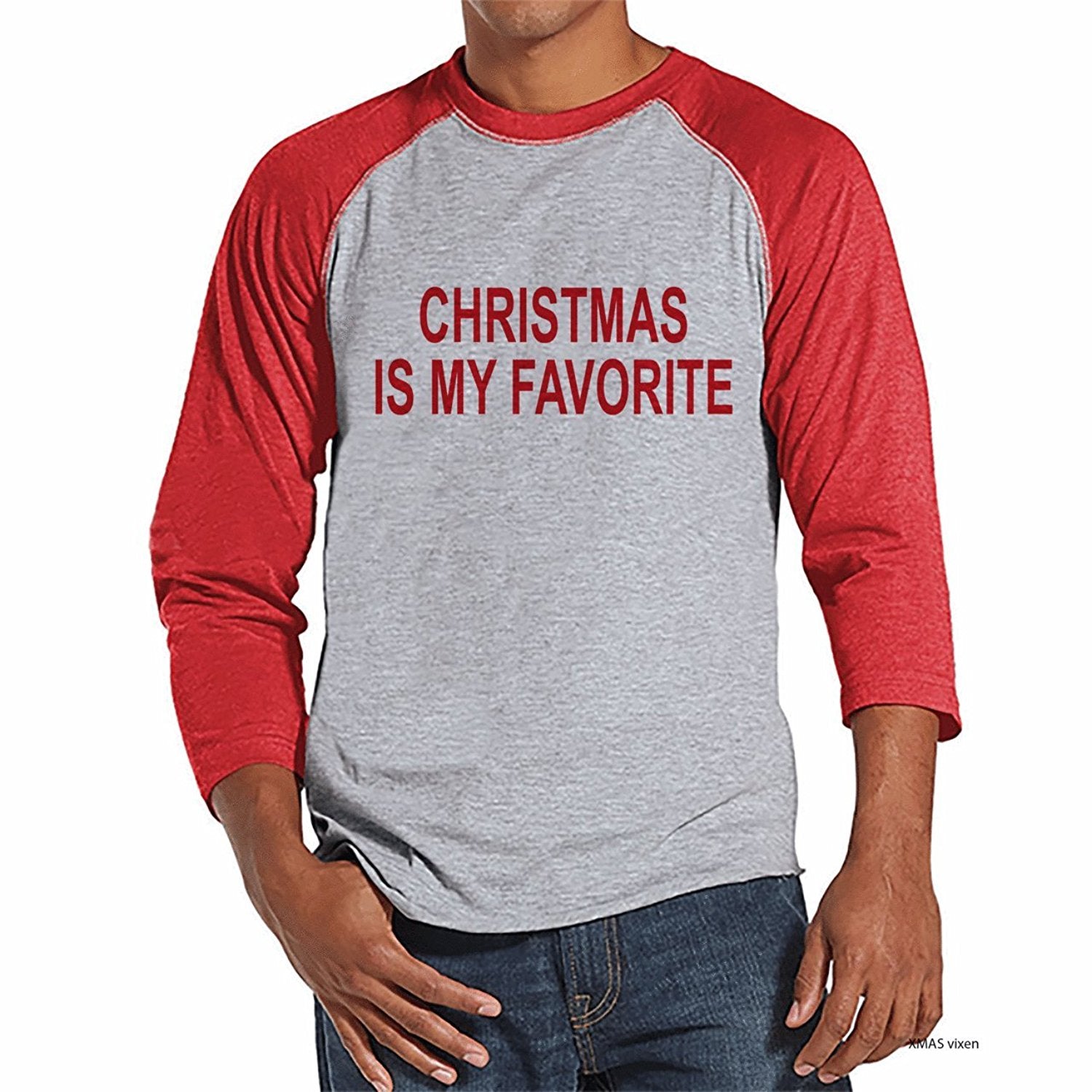 Christmas Is My Favorite - Men's Red Raglan Tee