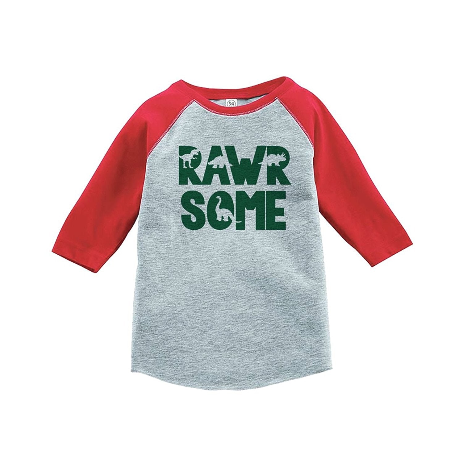 7 ate 9 Apparel Kids Dinosaur Rawrsome Red Baseball Tee