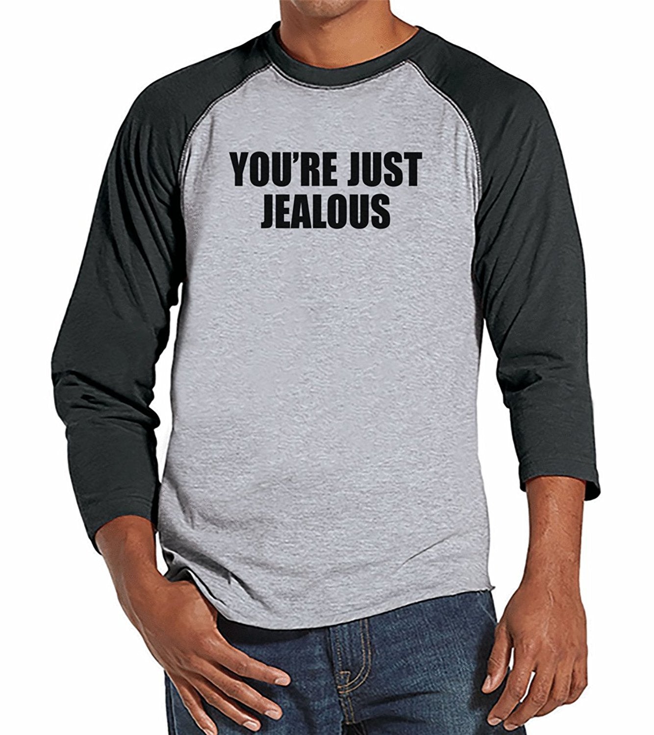 7 ate 9 Apparel Mens You're Just Jealous Raglan Tee