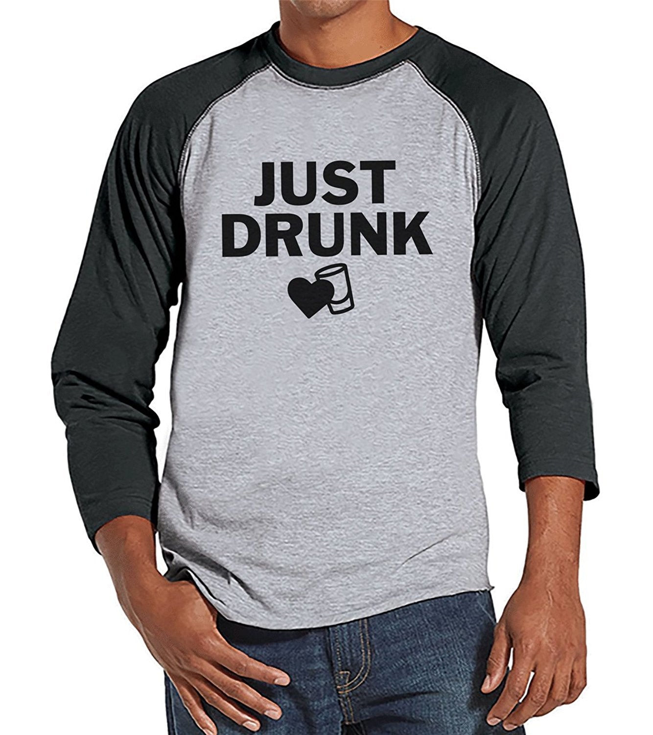 7 ate 9 Apparel Men's Just Drunk Groomsmaid Baseball Tee