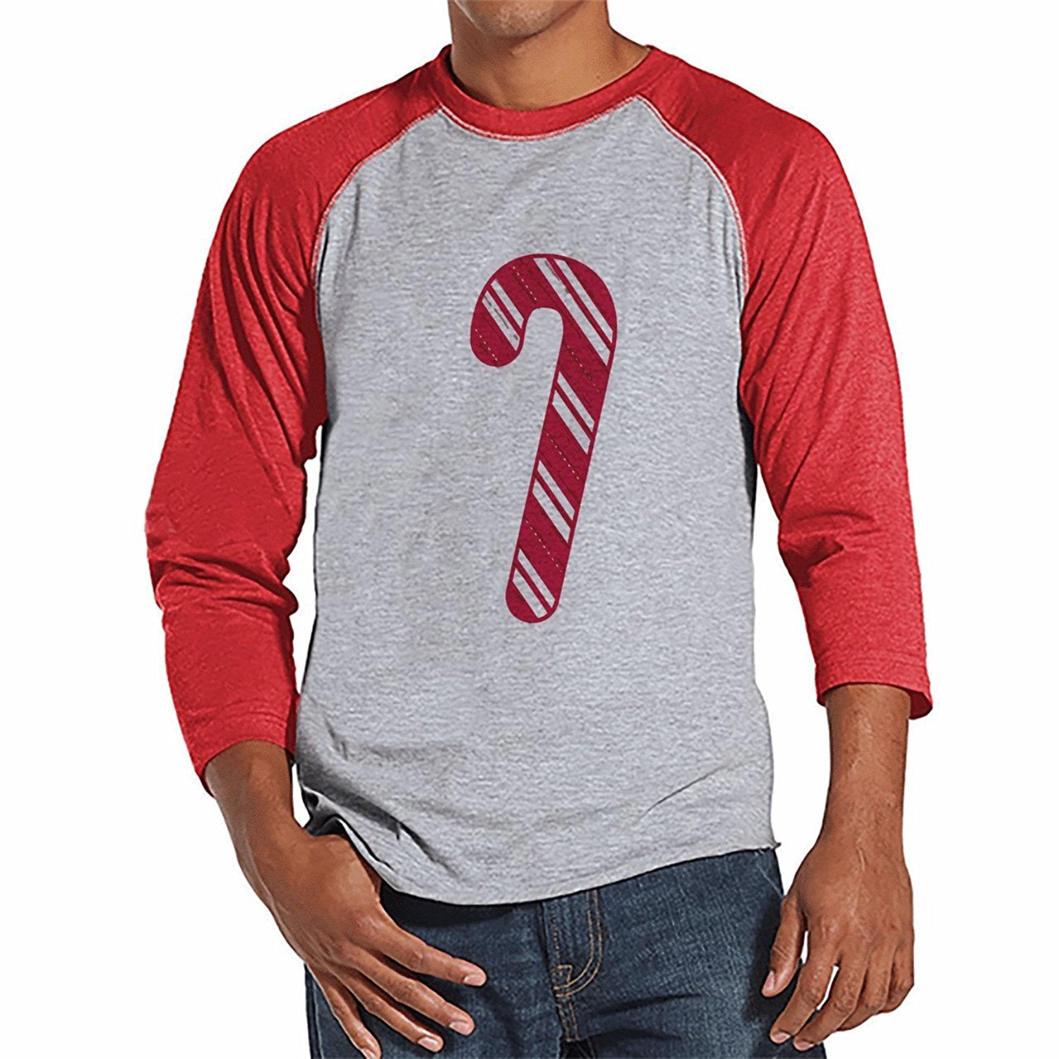 Candy Cane - Men's Red Raglan Tee