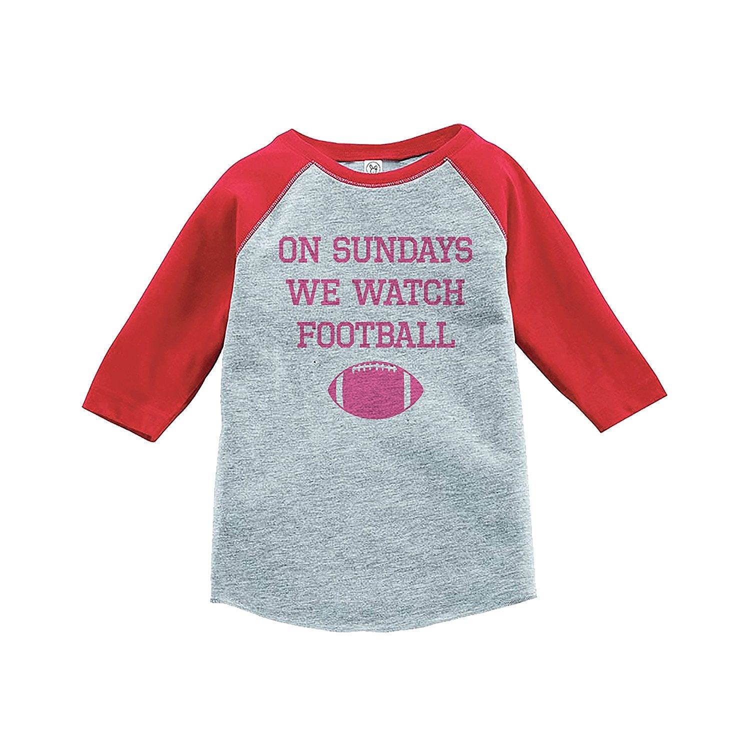 7 ate 9 Apparel Funny Kids Football Sunday Baseball Tee Red