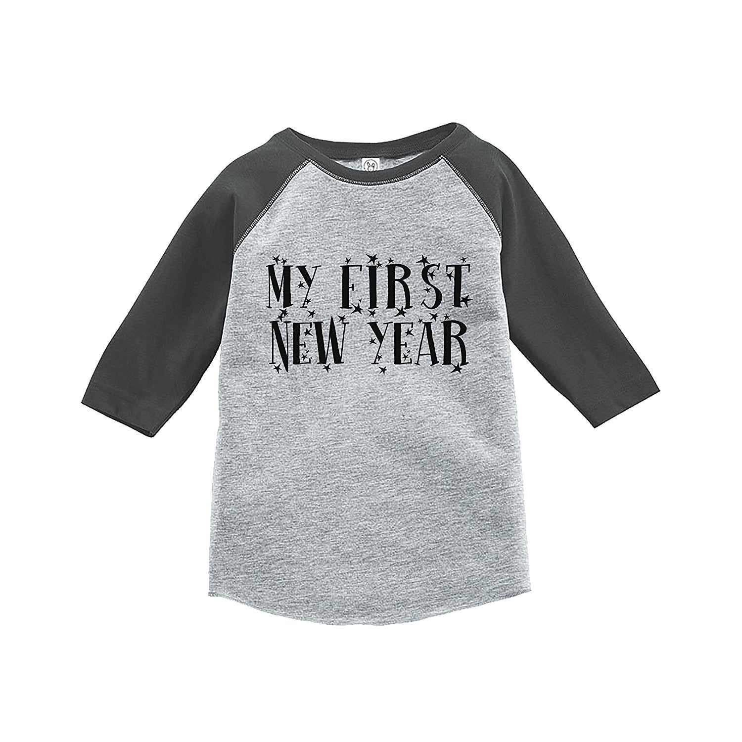 7 ate 9 Apparel Kids First New Year's Eve Grey Baseball Tee