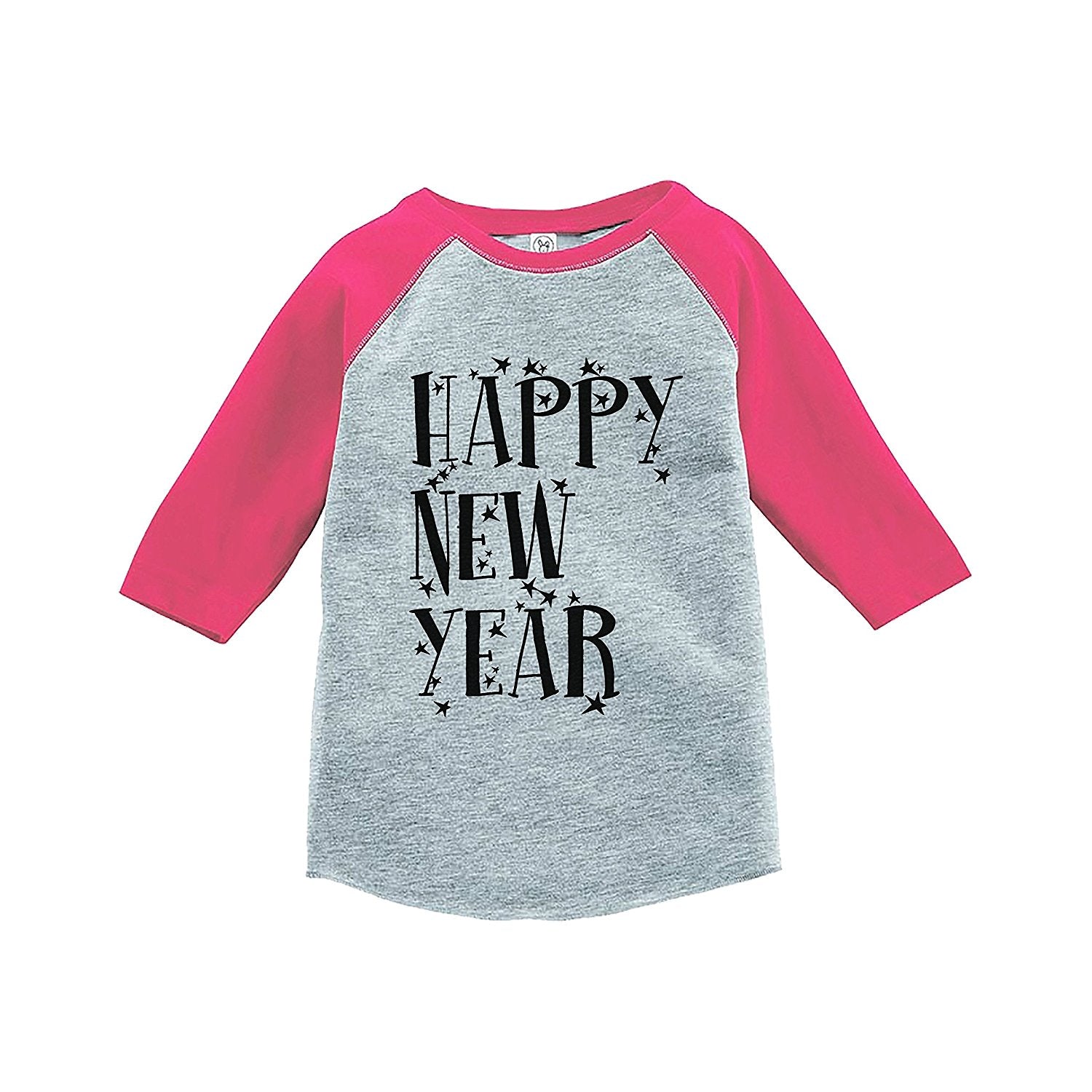 7 ate 9 Apparel Kids Happy New Year's Eve Pink Baseball Tee