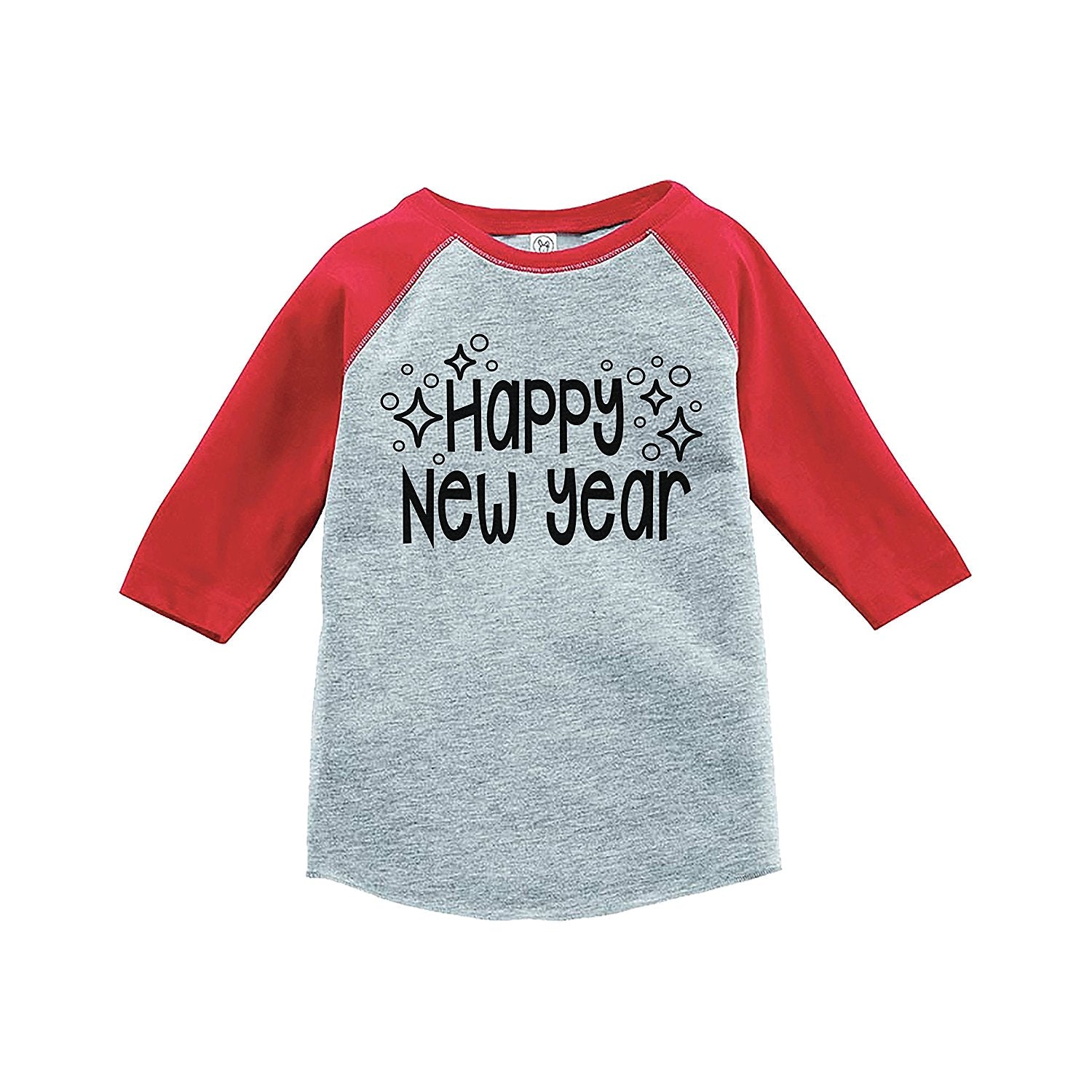 7 ate 9 Apparel Kids Happy New Year's Eve Red Baseball Tee