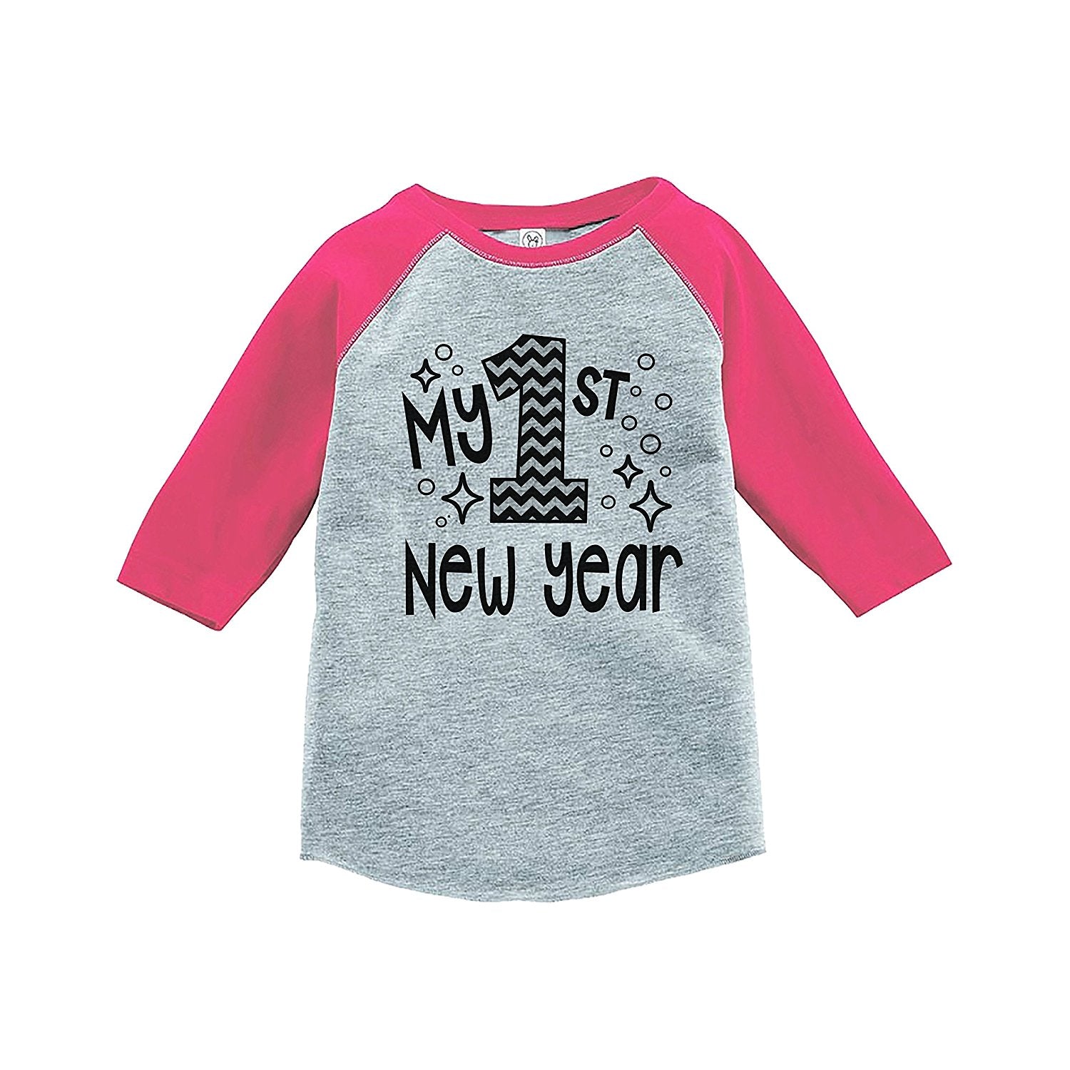 7 ate 9 Apparel Baby's 1st New Year's Eve Pink Baseball Tee