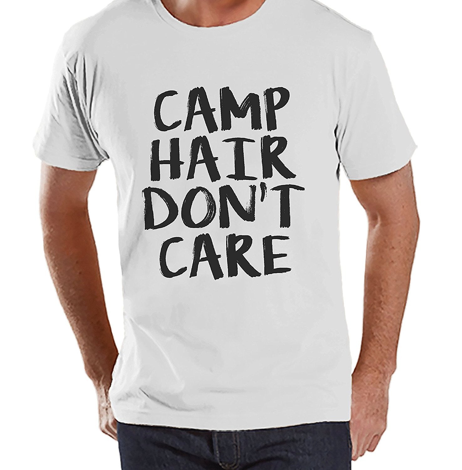 7 ate 9 Apparel Mens Camp Hair Don't Care Outdoors Raglan Tee