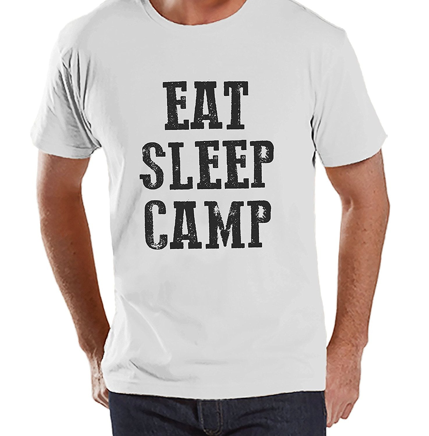 7 ate 9 Apparel Mens Eat Sleep Camp Outdoors Raglan Tee