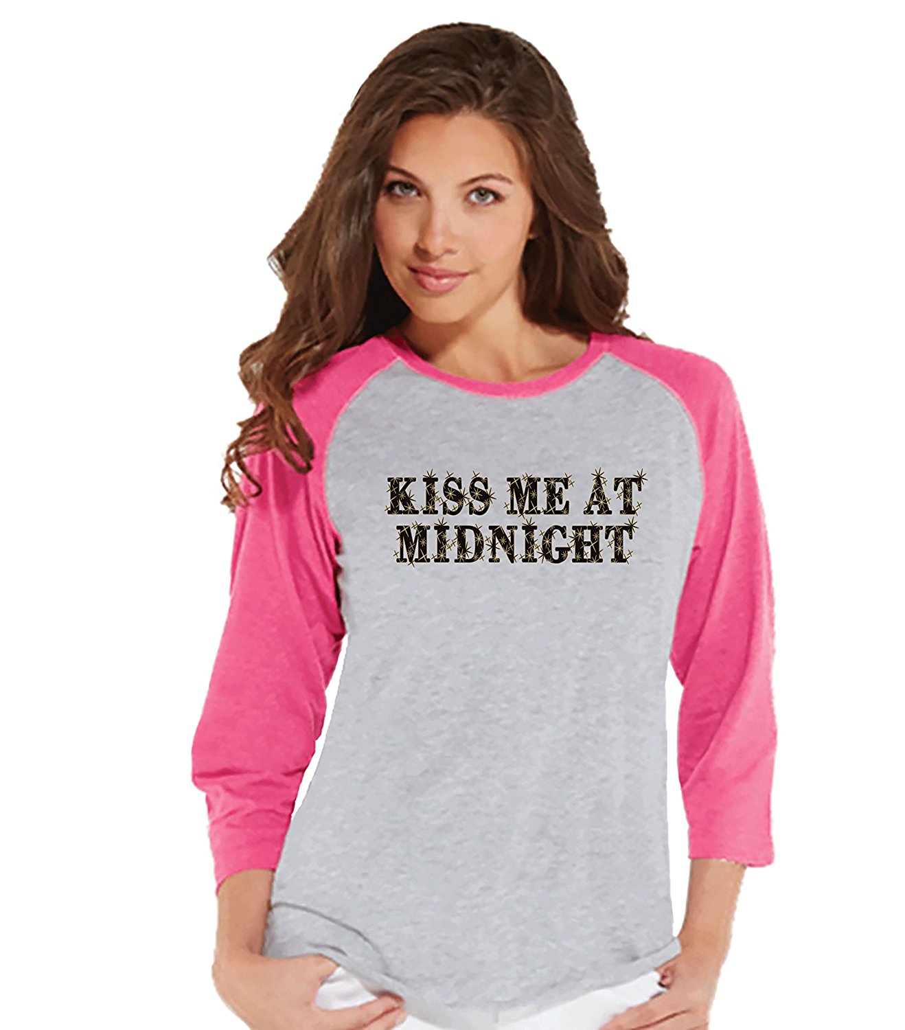 Kiss Me At Midnight - Women's Pink Raglan Tee
