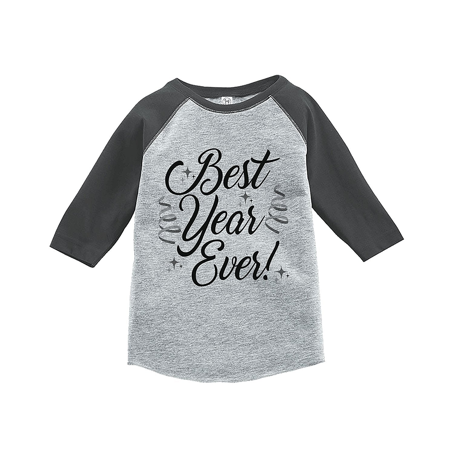 7 ate 9 Apparel Kids Best Year Ever Grey Baseball Tee