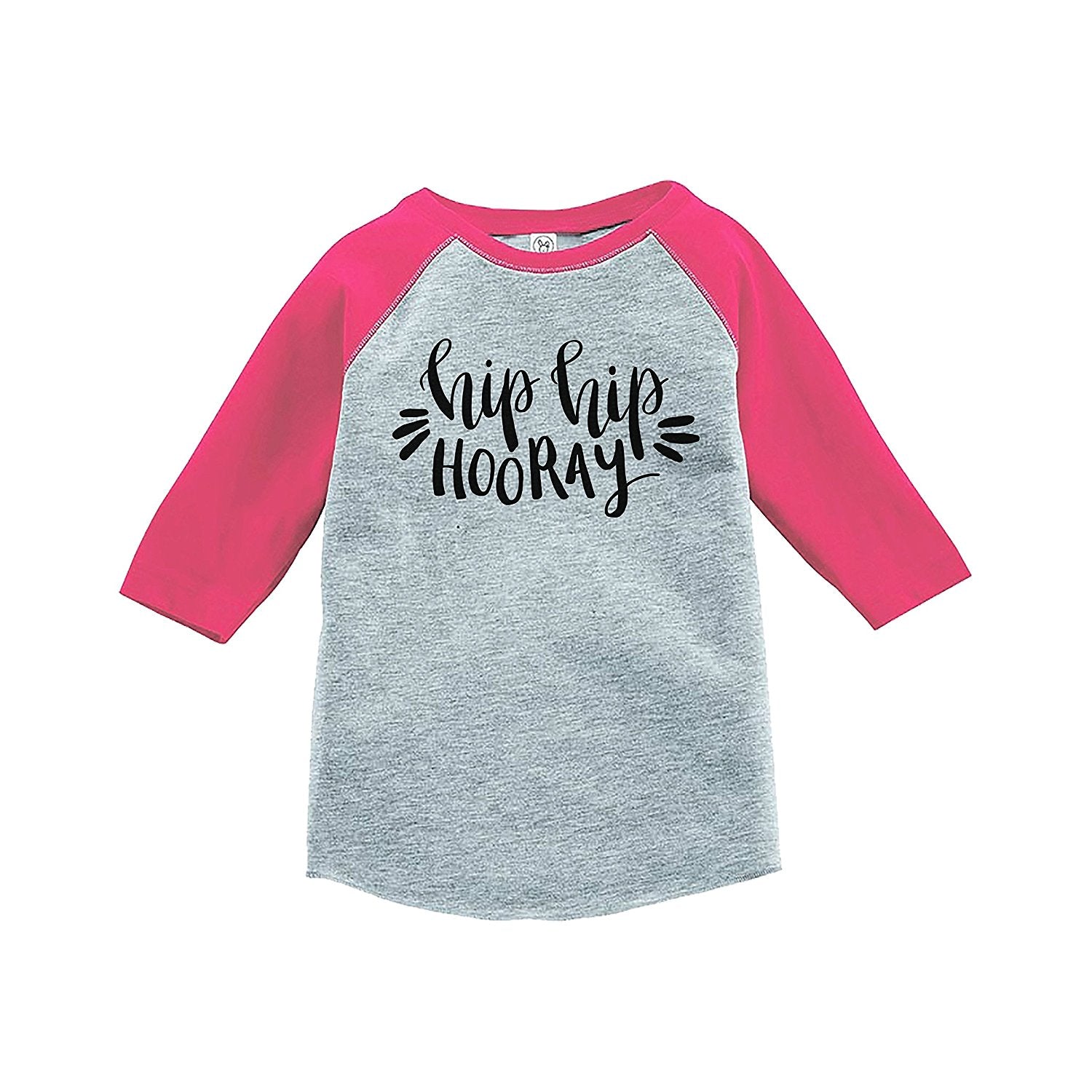 7 ate 9 Apparel Kids Hip Hip Horray New Year's Eve Pink Baseball Tee