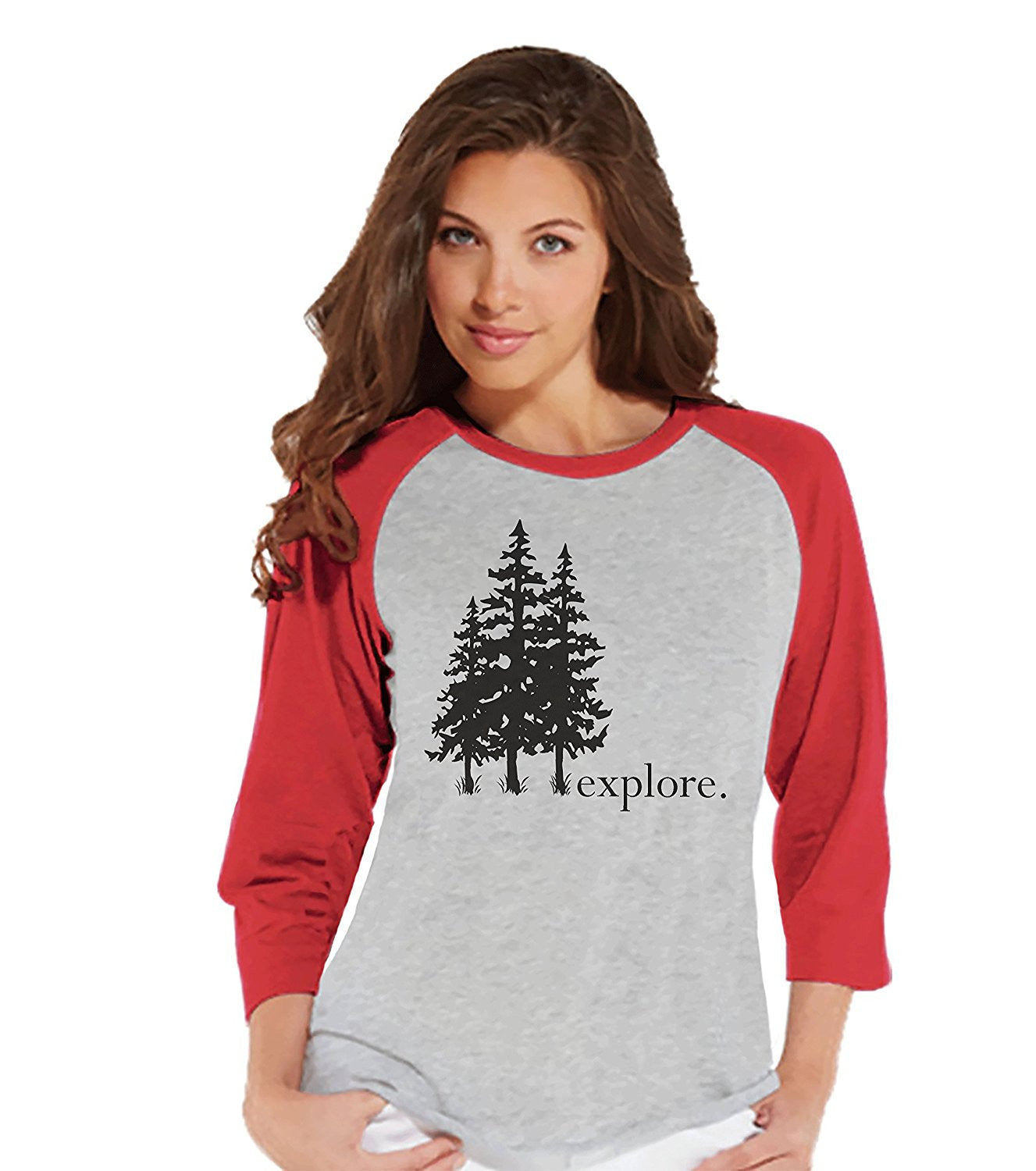 7 ate 9 Apparel Womens Explore Outdoors Raglan Tee