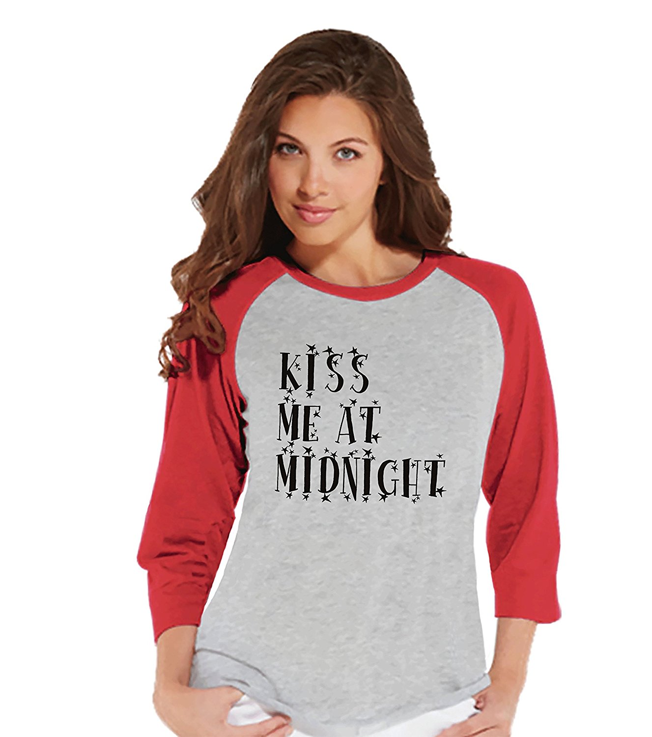 Kiss Me At Midnight - Women's Red Raglan Tee