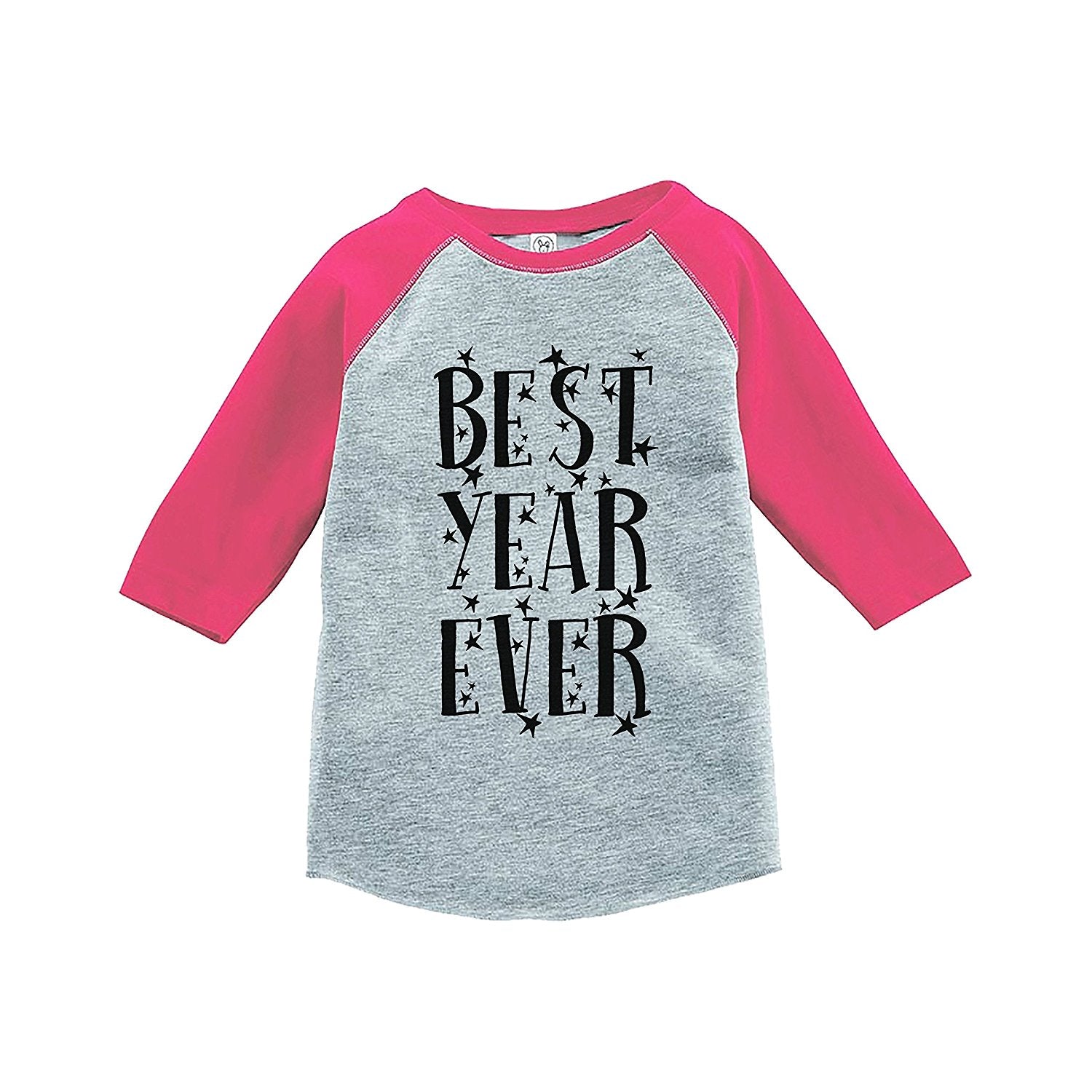 7 ate 9 Apparel Kids Best Year Ever Pink Baseball Tee