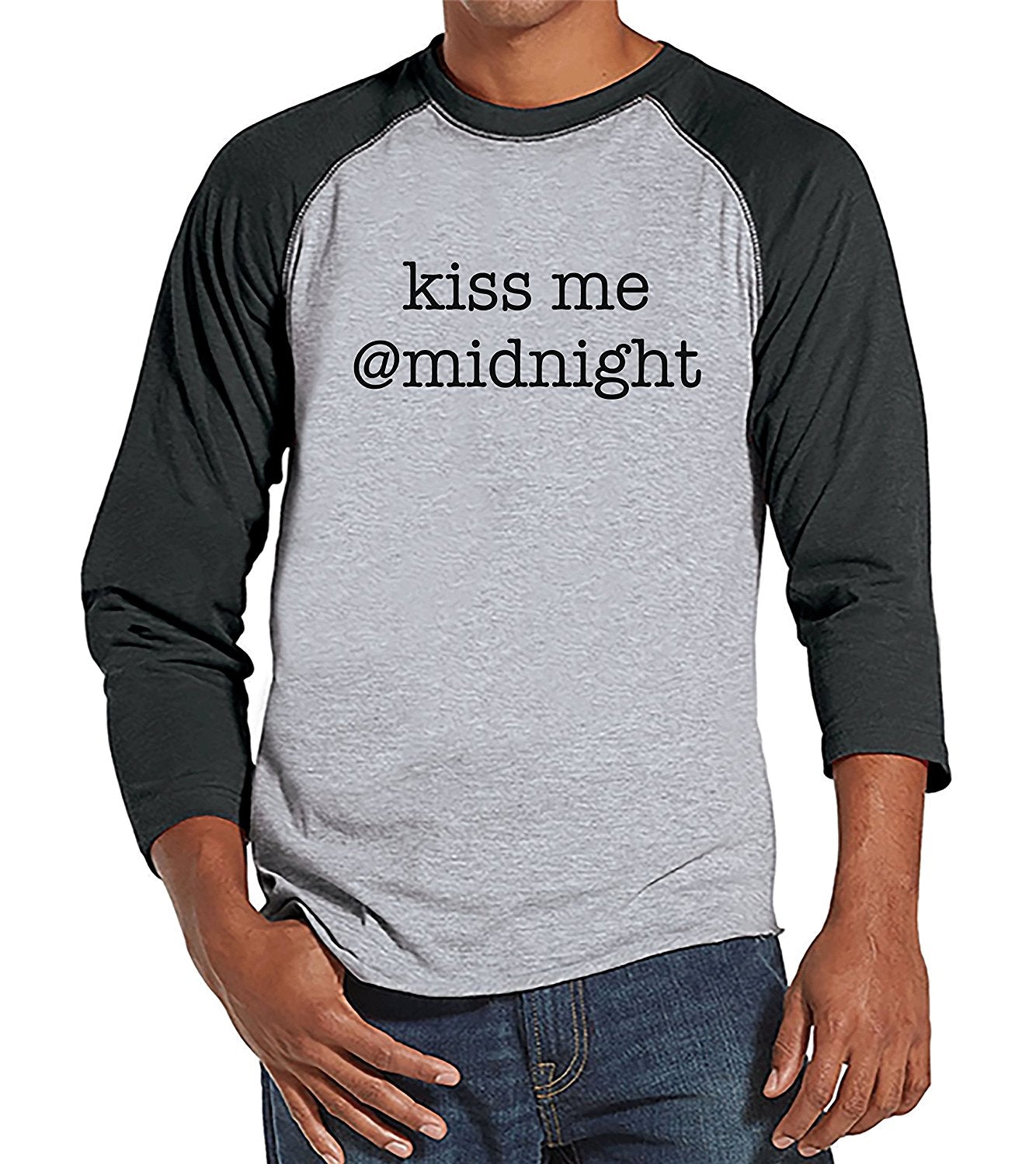 Kiss Me @ Midnight - Men's Grey Raglan Tee