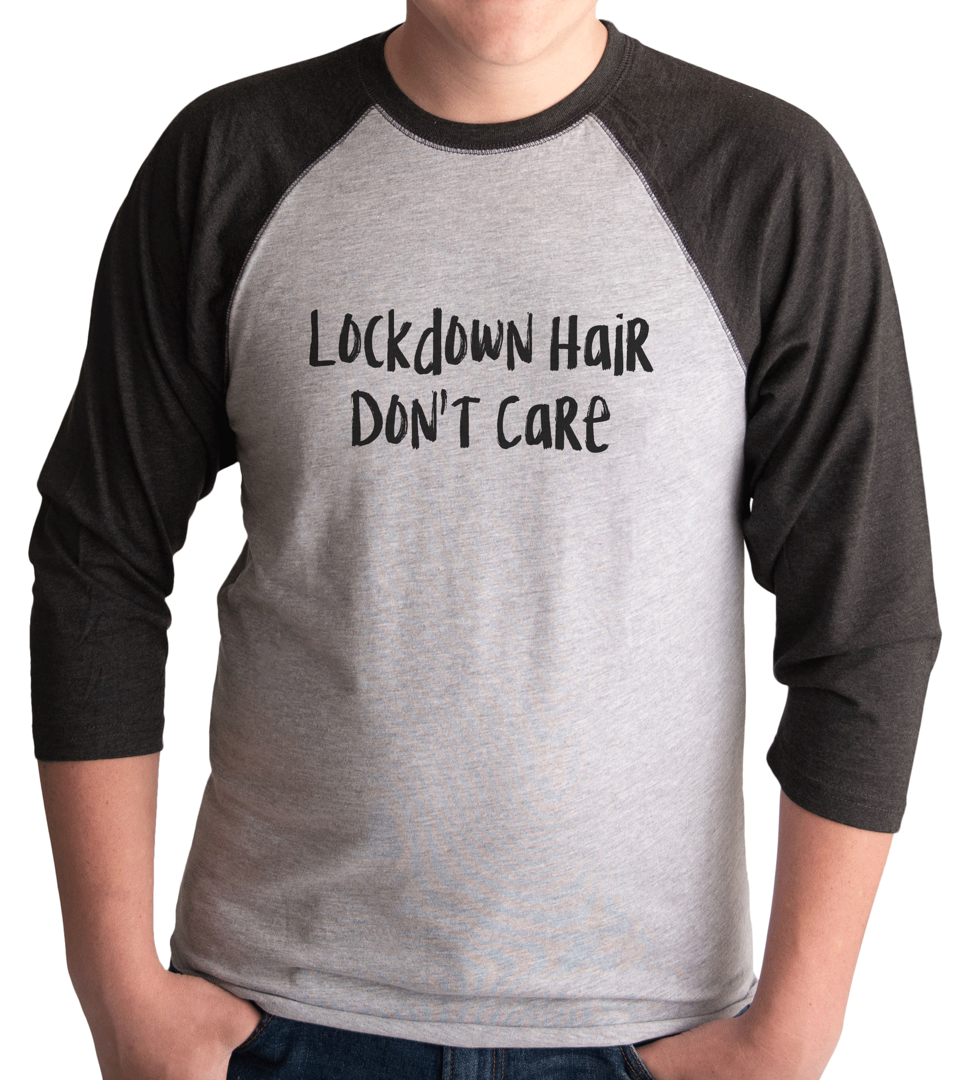 7 ate 9 Apparel Men's Lockdown Hair Don't Care Quarantine Grey Shirt