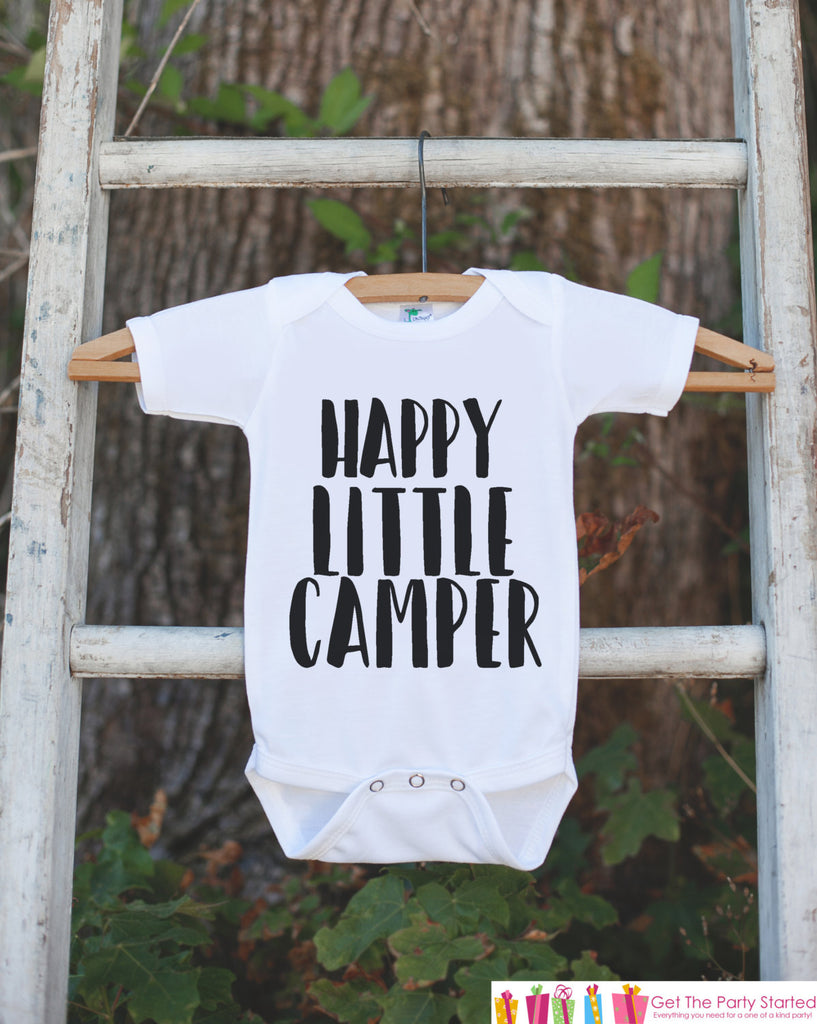 Kid's Happy Little Camper Outfit - White Shirt or Onepiece - Camping T – 7  ate 9 Apparel