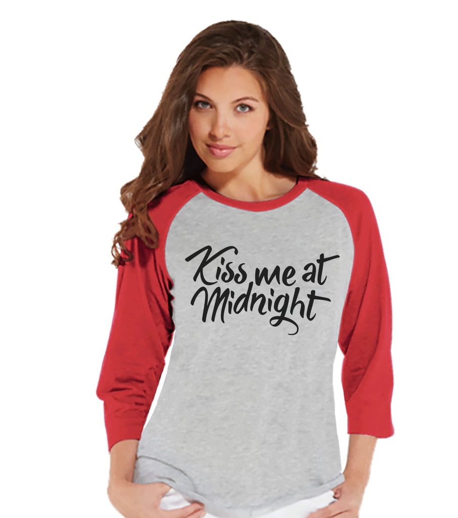 Kiss Me At Midnight - New Years Outfit - Womens Baseball Tee - Funny N – 7  ate 9 Apparel